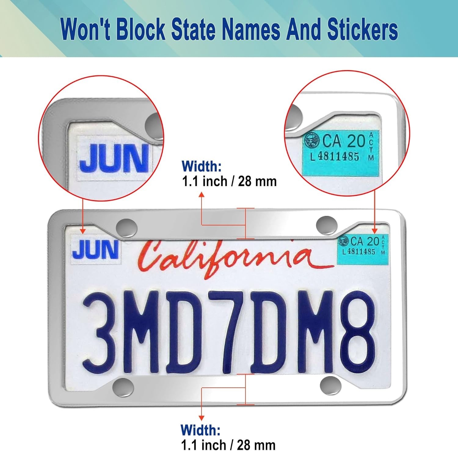 Stainless Steel License Plate Frame- 2 Pack License Plate Holder, with Screws, C