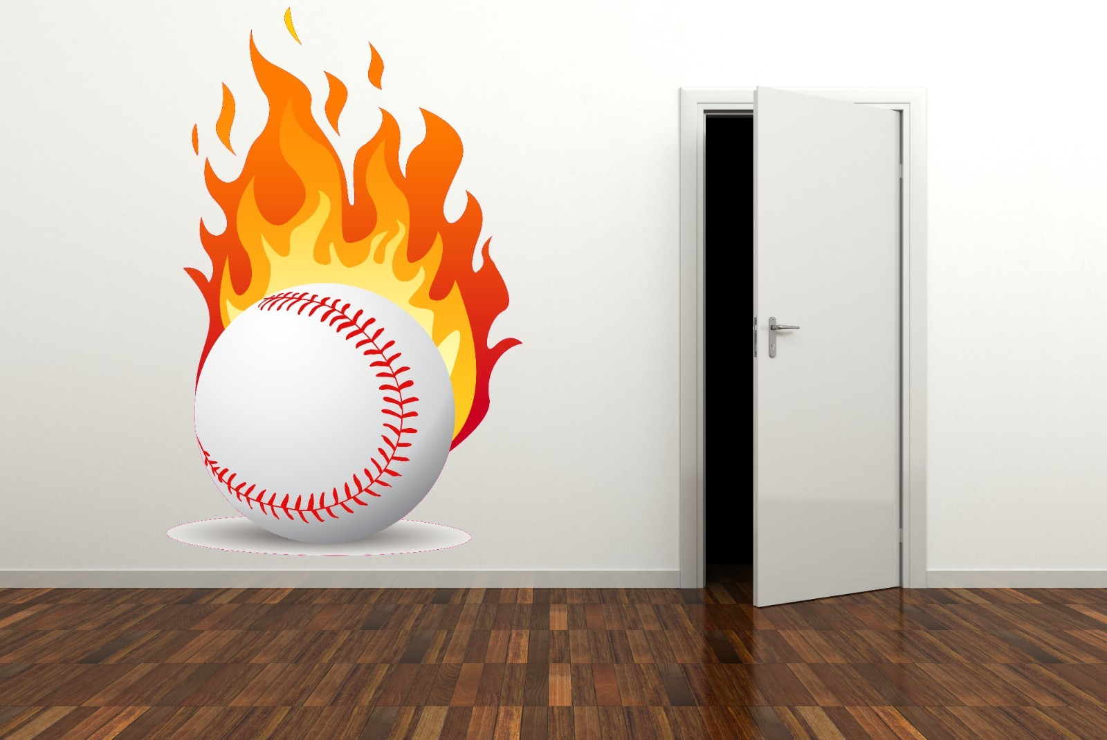 Flaming Baseball Vinyl Wall Decal Sticker – Sports Mural for Any Room M-49