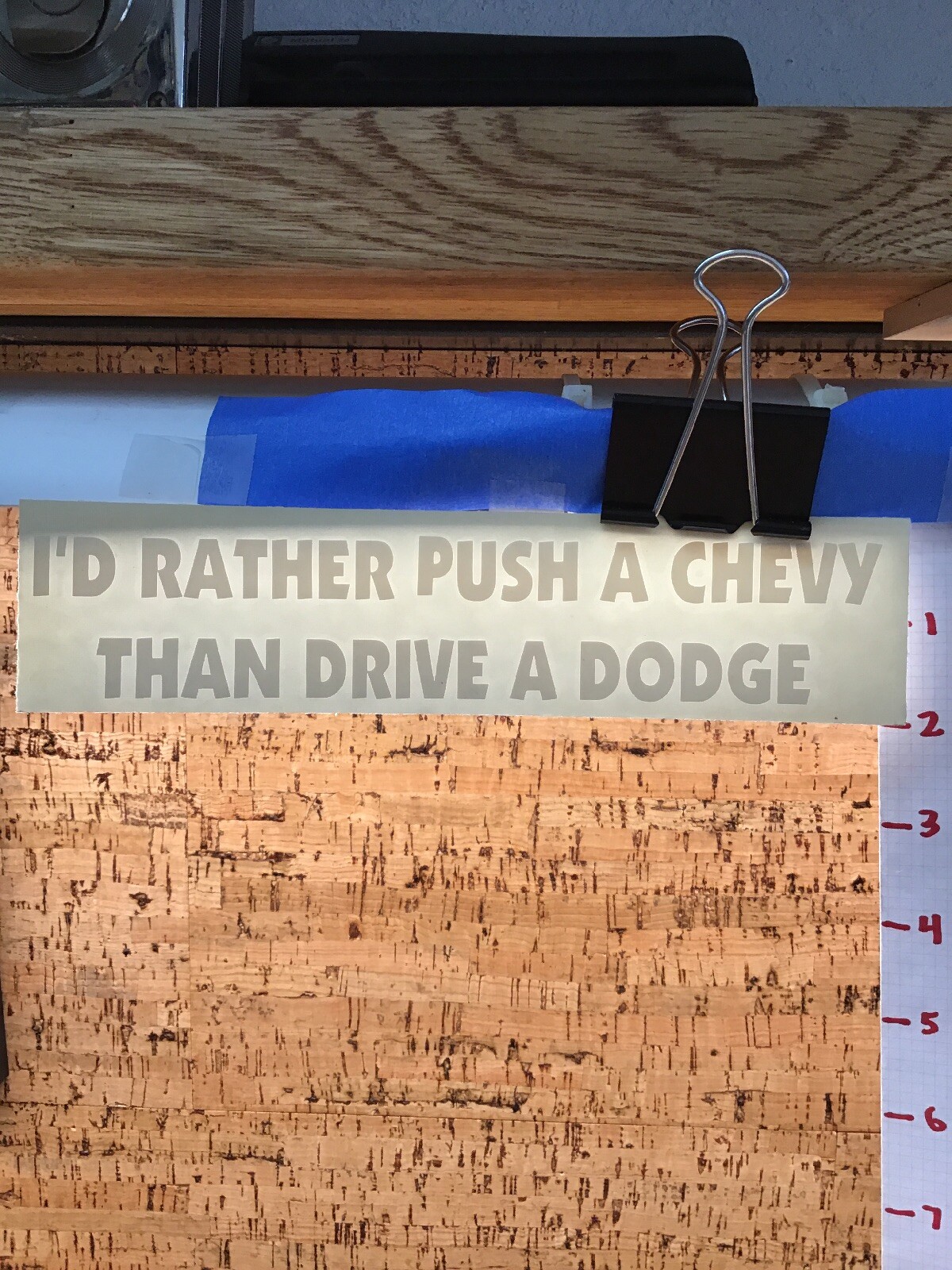 I'd Rather Push A Chevy Than A Dodge – White – Vinyl Sticker Decal – Y7-1.207