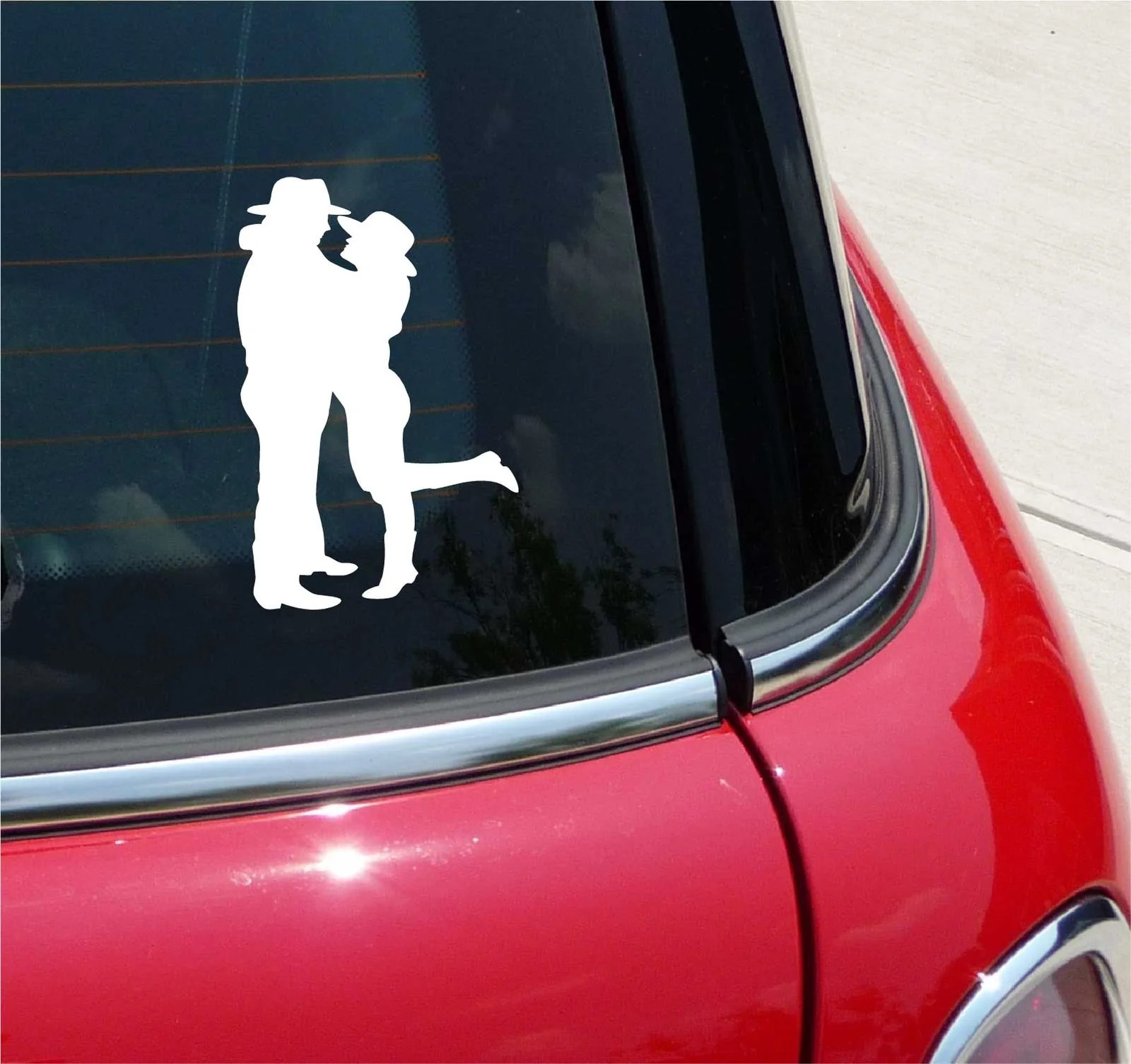 HUGGING COWBOY COWGIRL COUPLE RODEO GRAPHIC DECAL STICKER ART CAR WALL DECOR