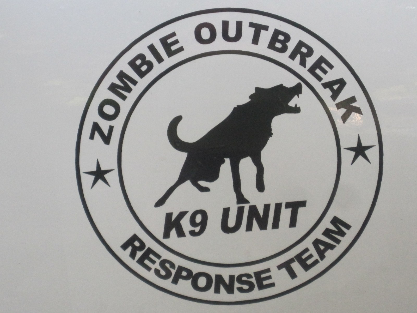 Set of 2- Zombie Outbreak Response Team K-9 Unit Decals Car Door Window 75043