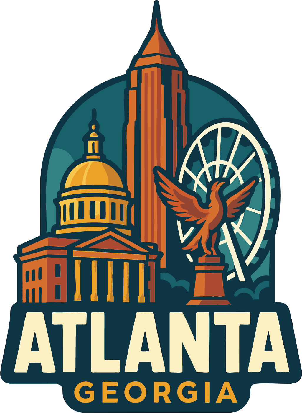 Atlanta Sticker Decal Vinyl Die-Cut City Skyline Landmark Design