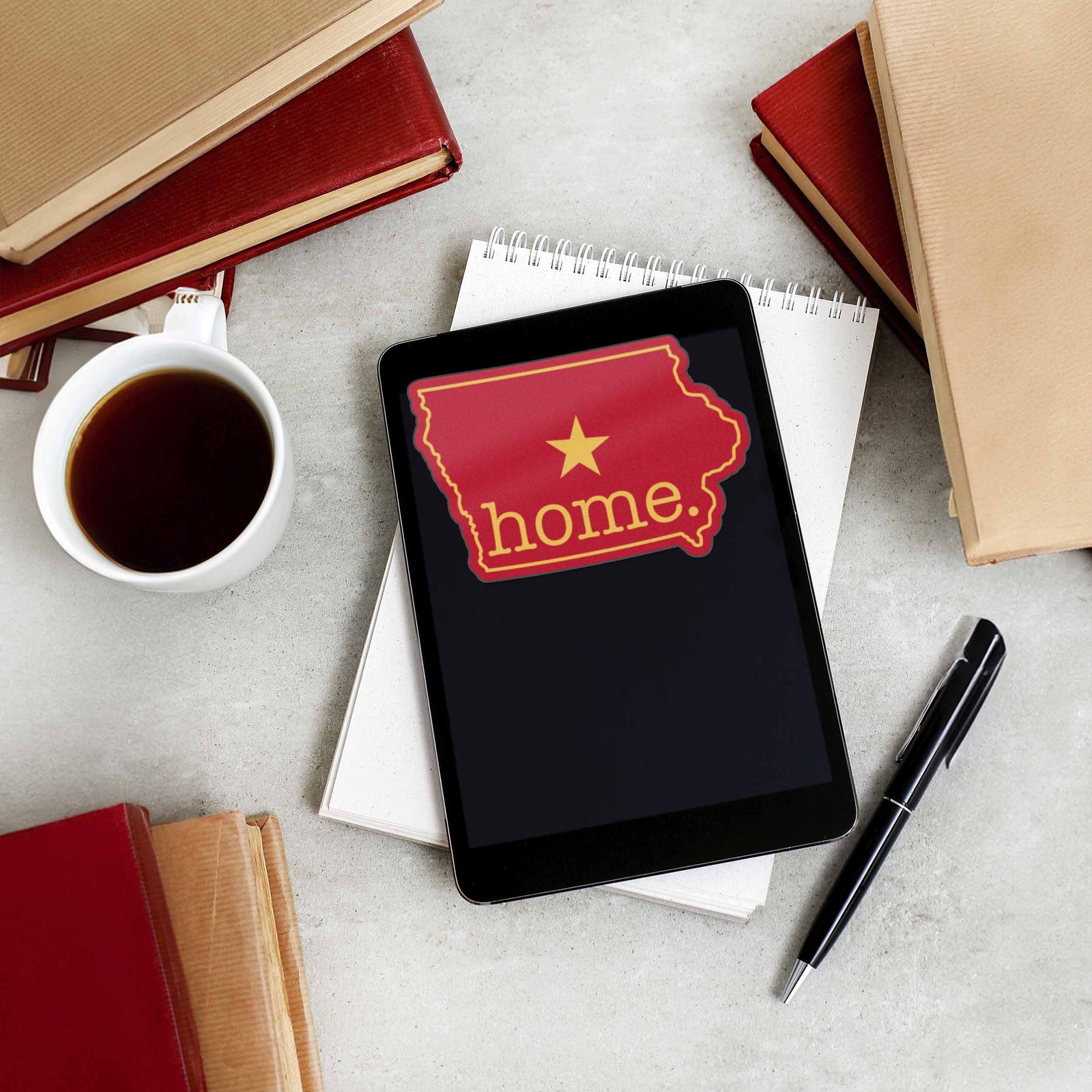 Red Iowa Home Sticker – Cute Ames IA Midwest Decal