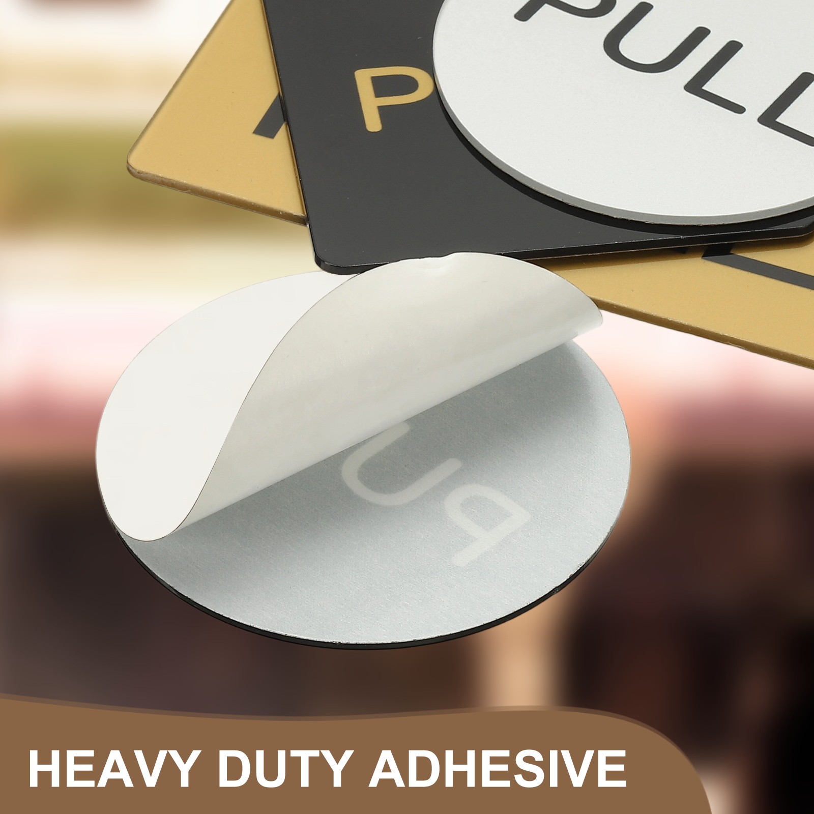 3Sets Push Pull Door Stickers, 3in License Plate, Quad, Black Gold for