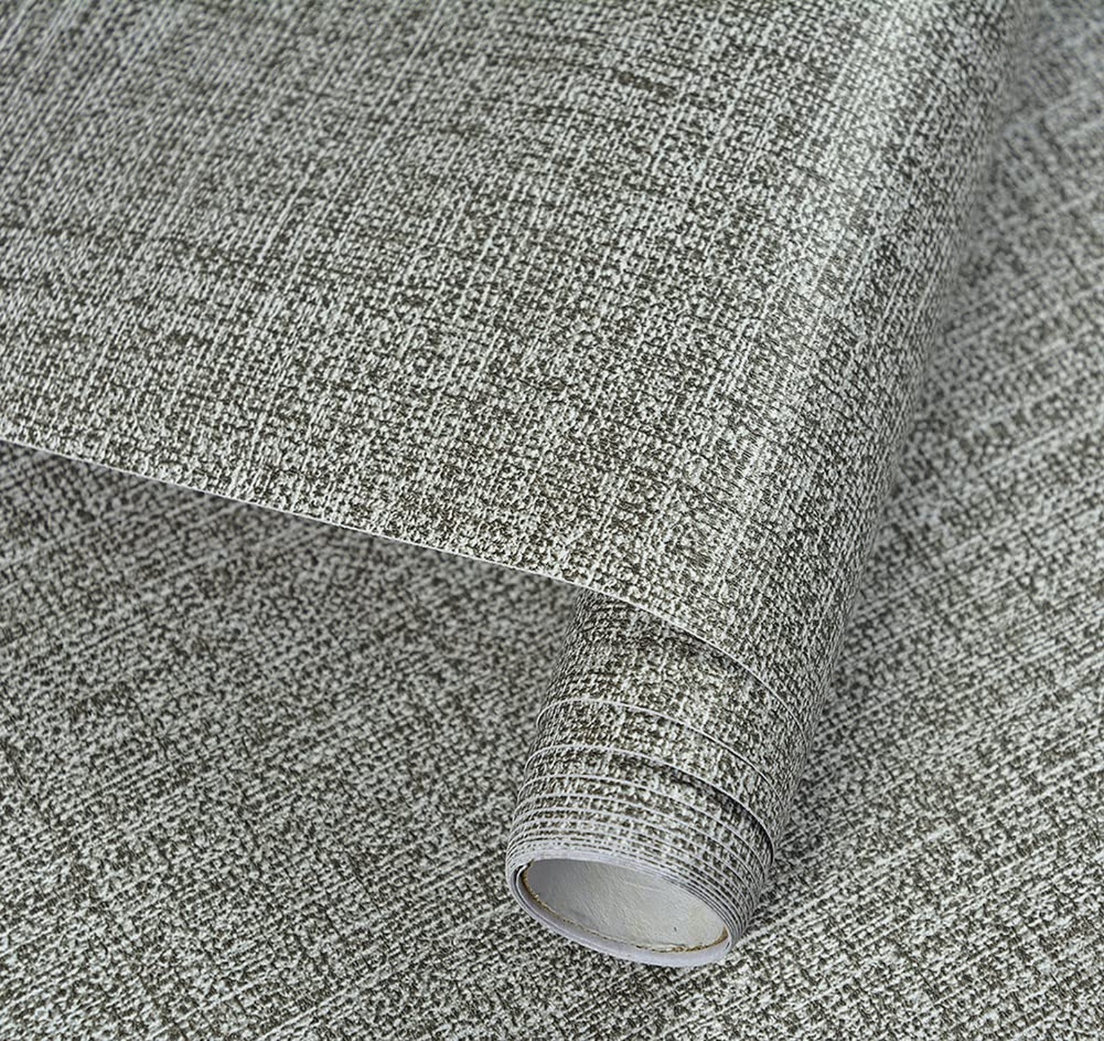 H9422 Solid Color Peel and Stick Textile Wallpaper 17.7" x 9.8ft Gray Faux Cl…