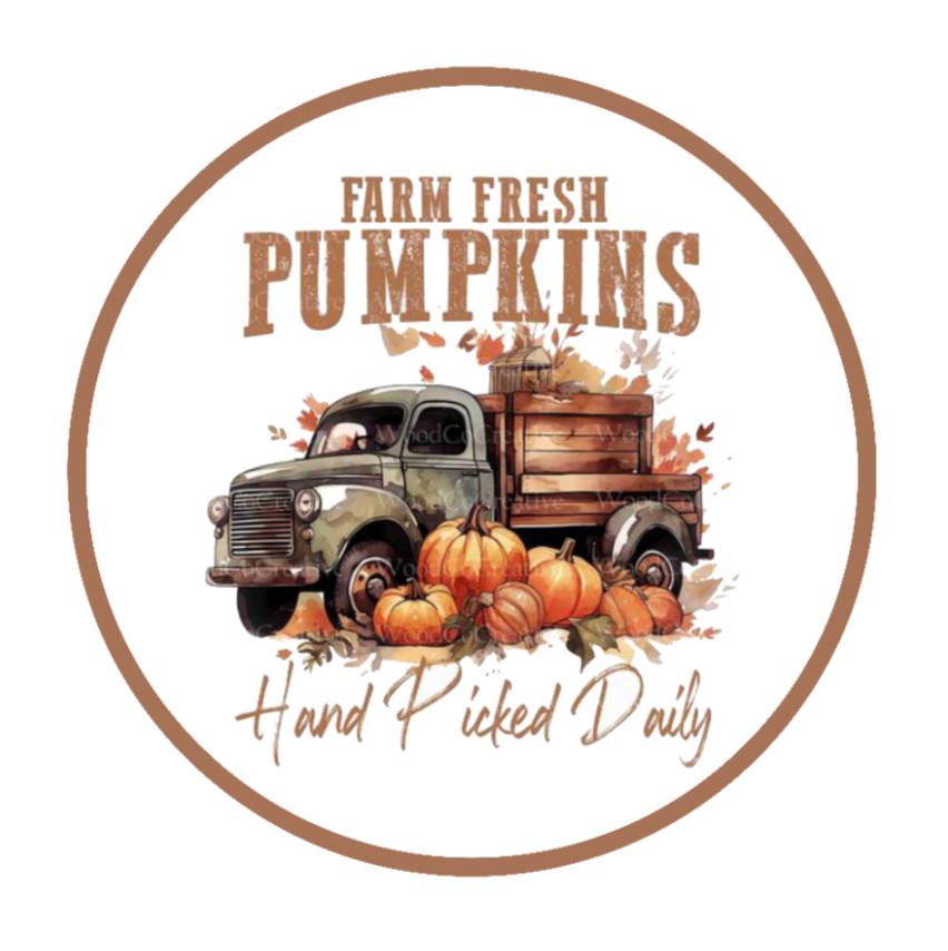 Fall – (Farm Fresh Pumpkins) 4" Decal Sticker Decorations Bags Tins Jars Cups