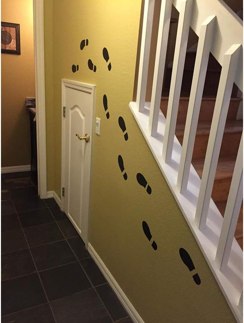 Finduat 20 Pairs 40 Prints Black Shoe Footprint Stickers Decals, Floor Wall Stai