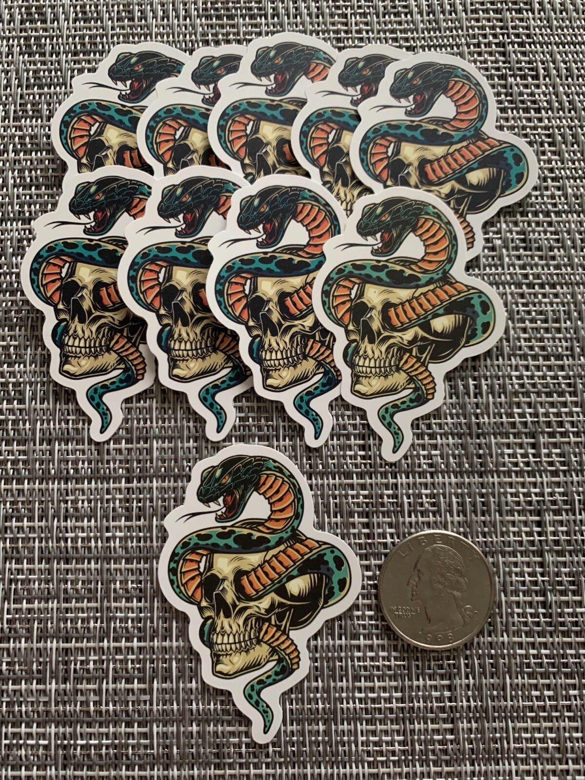 10 Snake Vinyl Stickers, Brand New