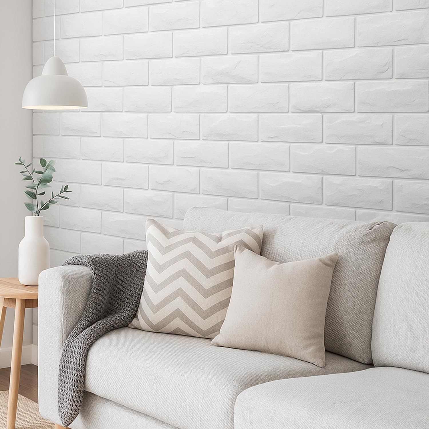 Transform Your Space: 30 Pcs 3D Printable White Brick Wall Panels – Easy Install