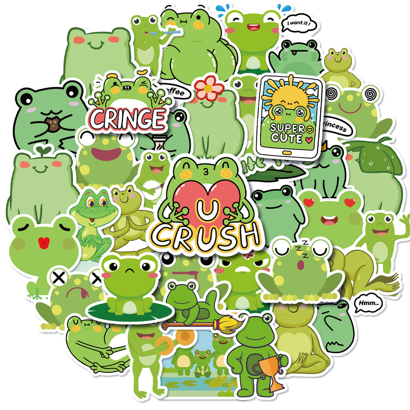 FROG Waterproof Stickers ~ GREEN Toad AMPHIBIAN Removable Vinyl Laptop Decals