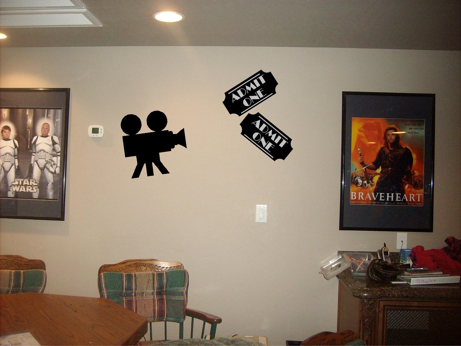 movie tickets and camera wall art mural theater room projector cinema decals