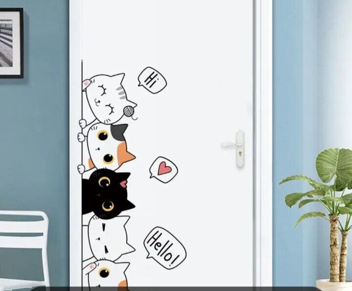 1 pc Cute Children Room Bedroom Decor Kitten Door Sticker