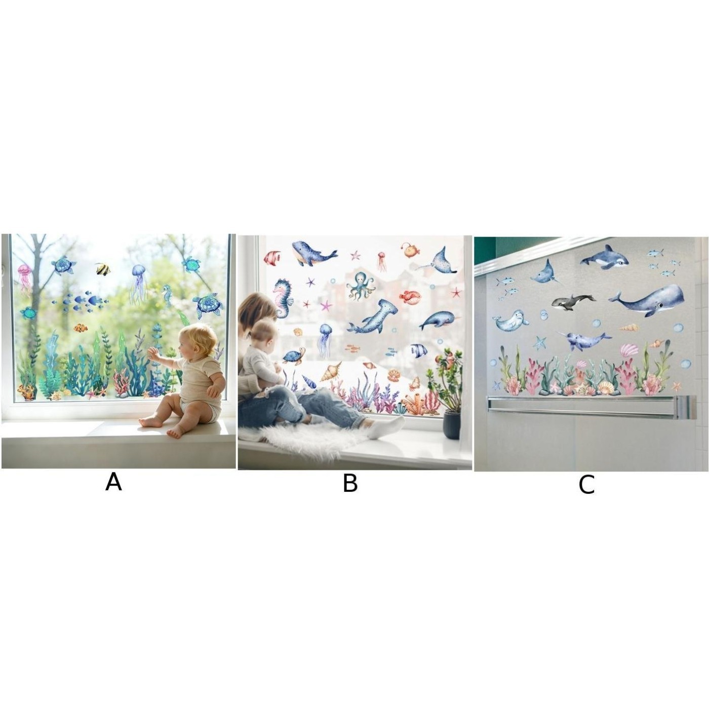 11.81×23.62in Glass Underwater Scene Static Sticker Easy Removal