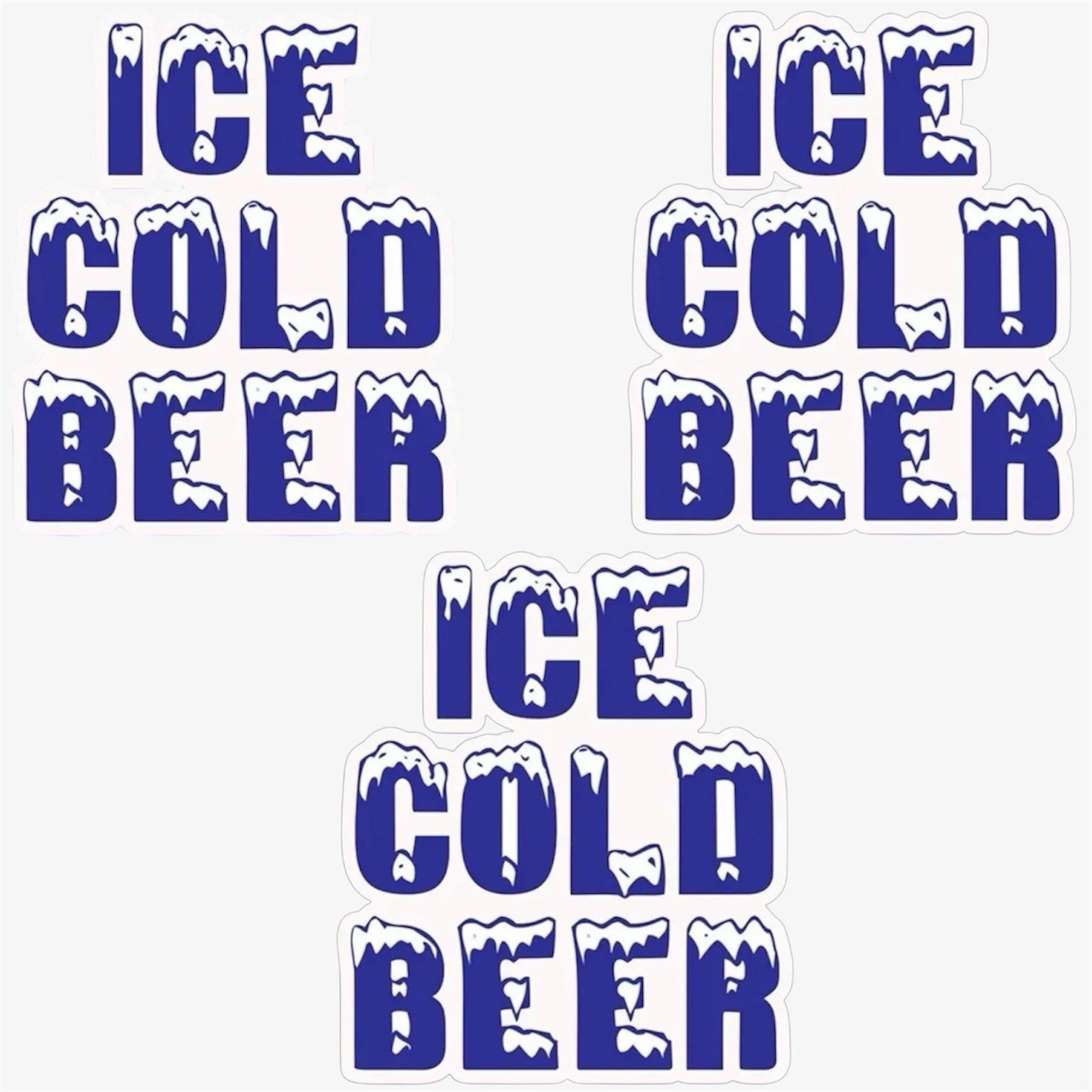 3 PACK – ICE COLD BEER 3” Food Party Boat Cooler Chest Vinyl Sticker Decal Set