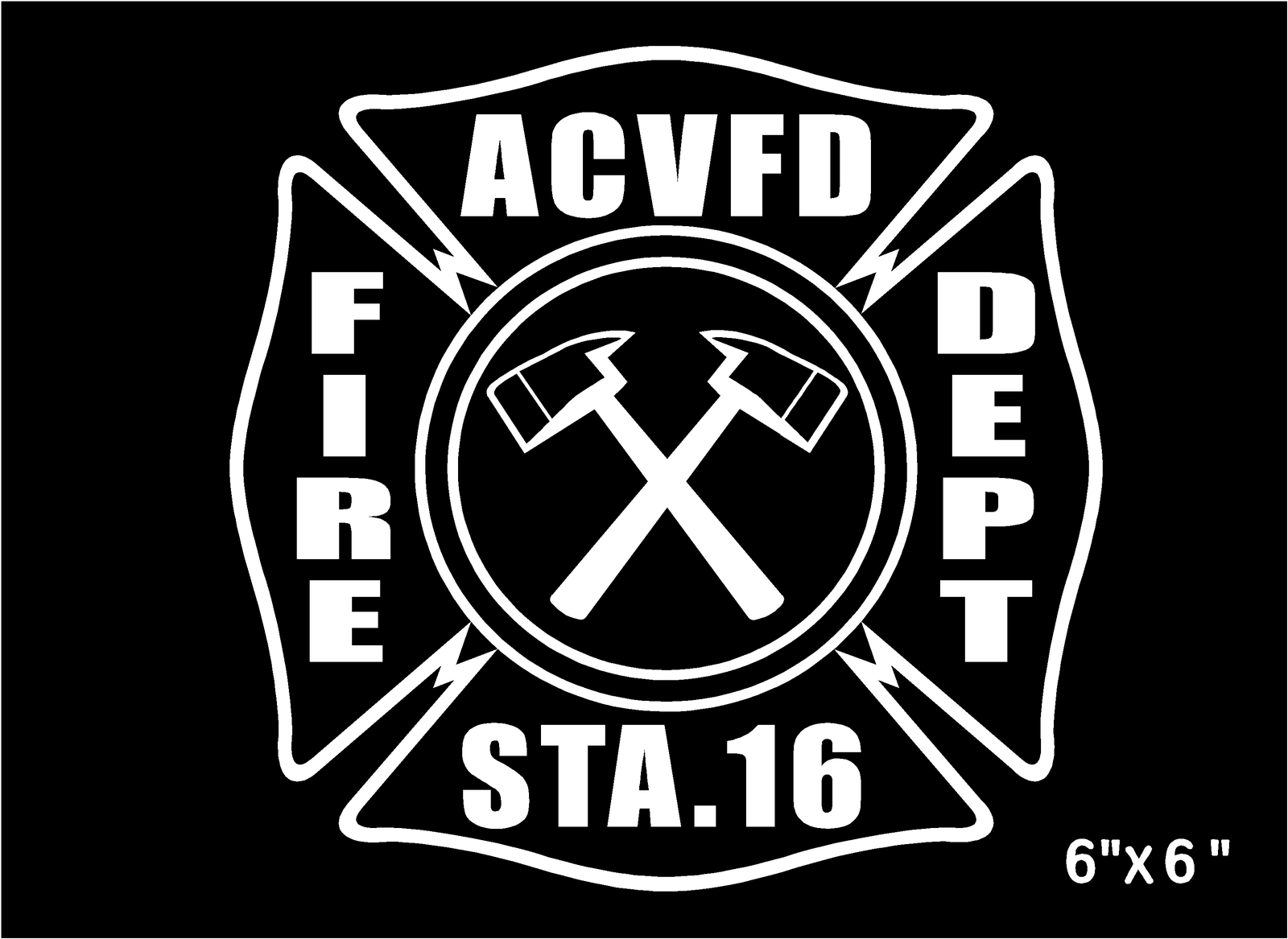 Fireman Maltese Cross Vinyl Decal custom personalize Station Dept sticker