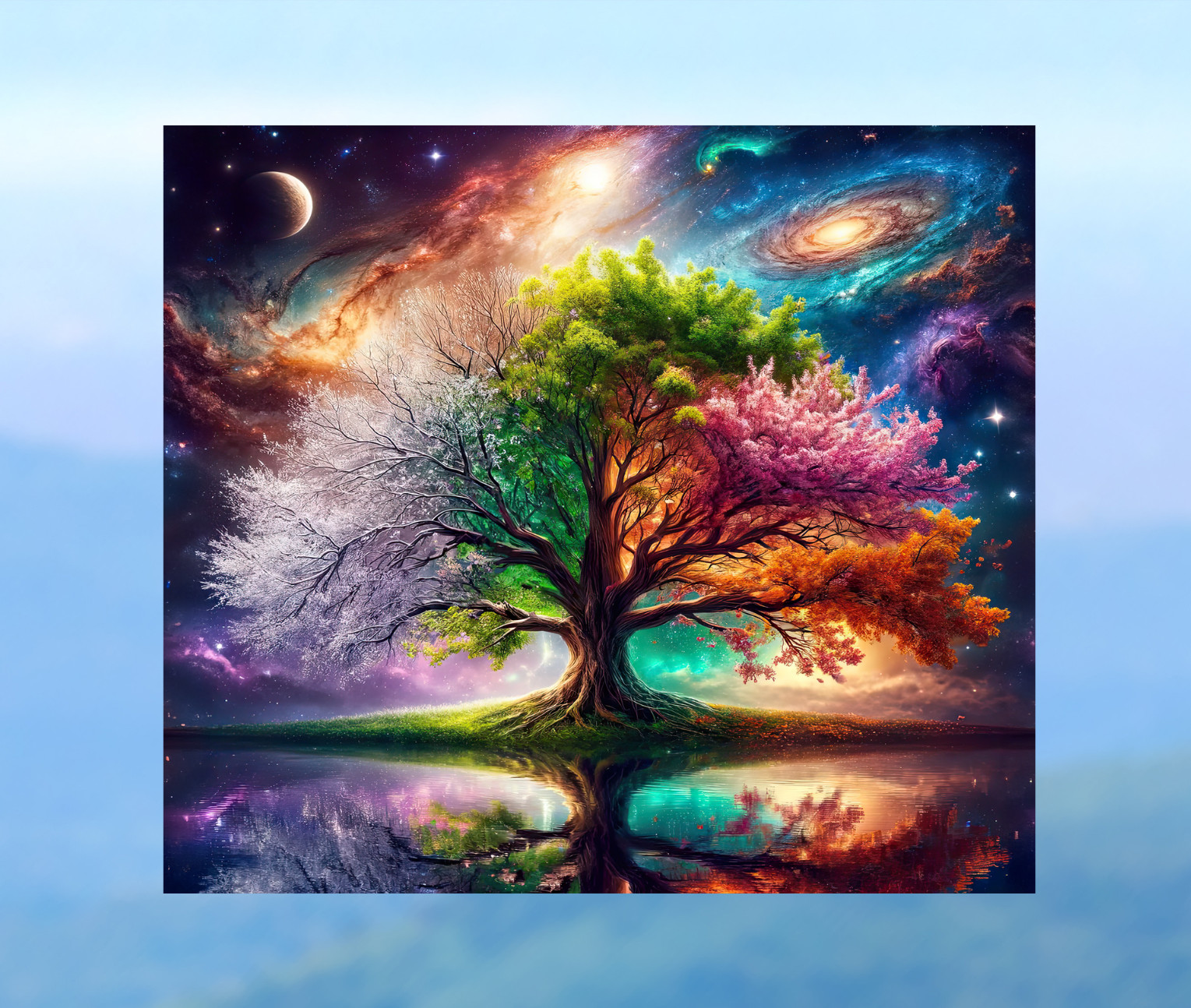 Tree of Life, Seasons, Galaxy WINDOW CLING Size 9.1" Vinyl