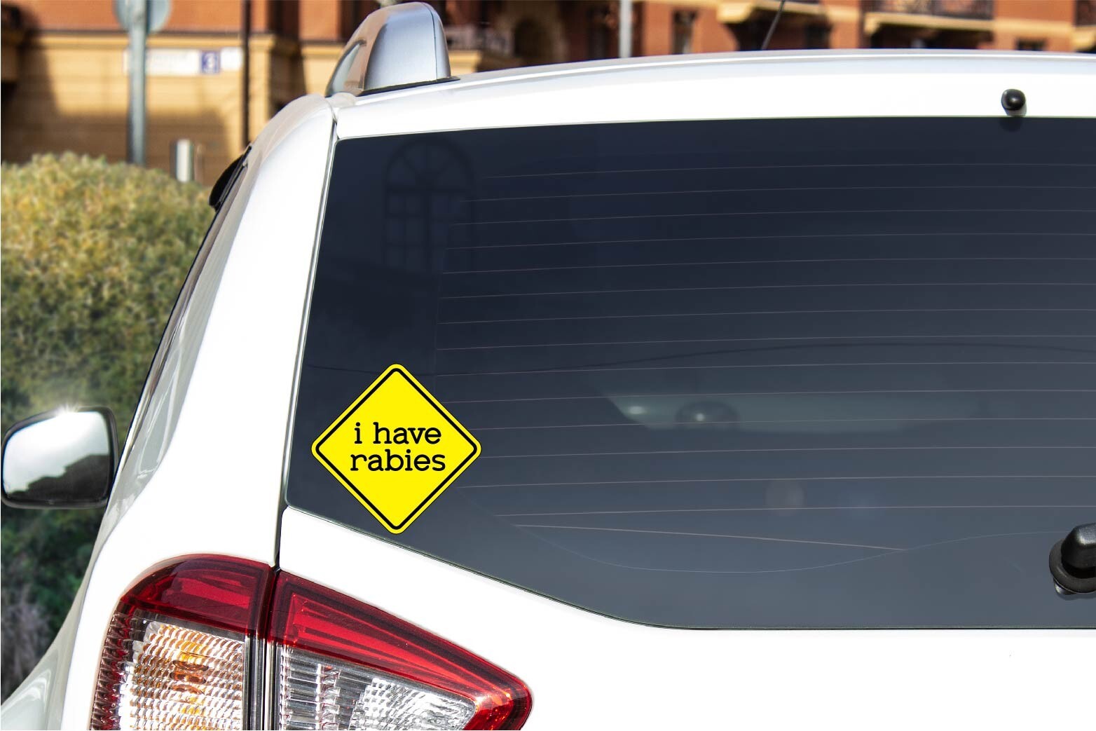 Caution i have rabies Decal Sticker Funny Wild Animal Crazy Humor Raccoon Trash