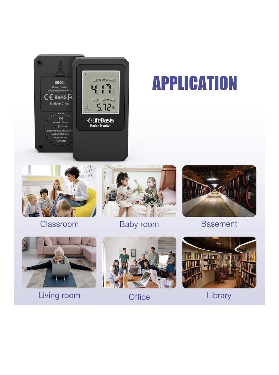 LifeBasis Indoor Air Quality Monitor for Home, Battery Powered Sensor Device