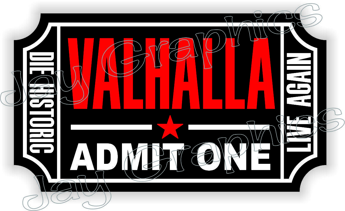 1×2-inch Valhalla Admit One Hard Hat Sticker Decal