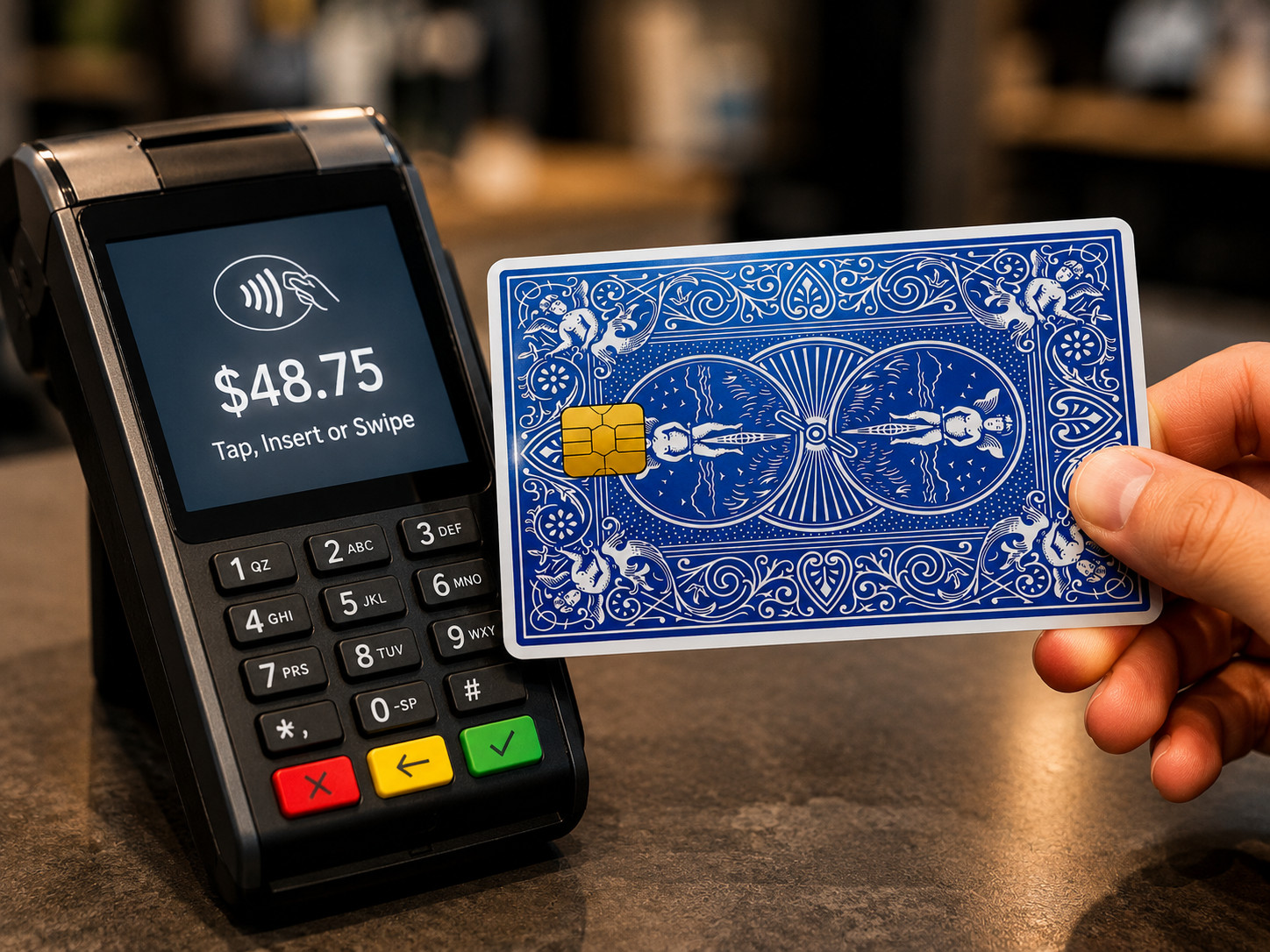 Vintage Blue Bicycle Playing Card Debit Card Credit Card Skin Vinyl Sticker