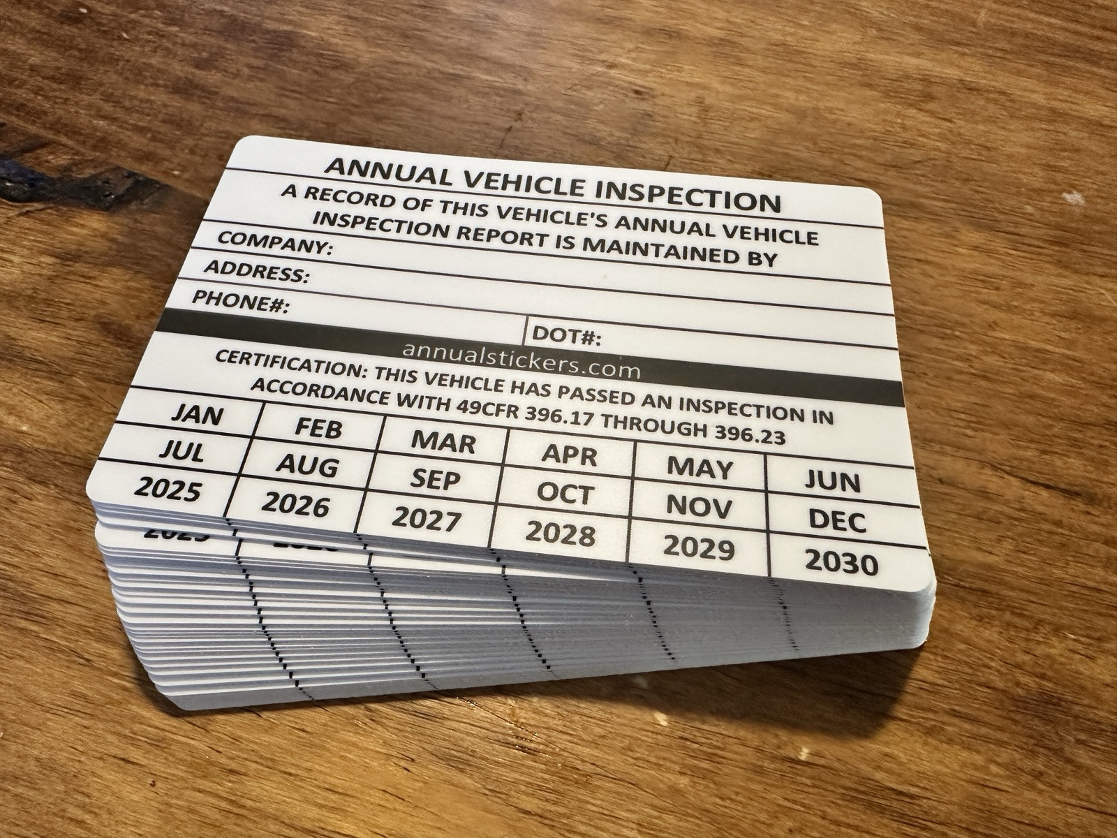 50 Pack Annual Vehicle Inspection Decal Sticker Trucks Trailers Semi Dot write