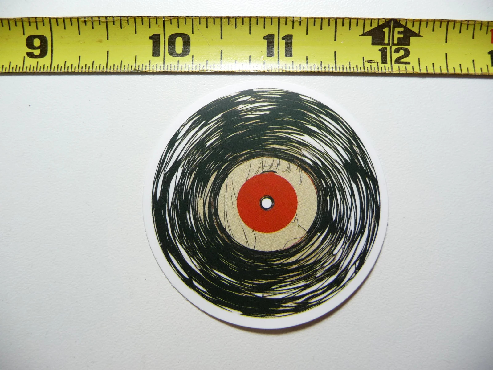 VINYL RECORD STYLE SMALL STICKER DECAL LP DJ ANGRY MARKS MUSIC CONCERT