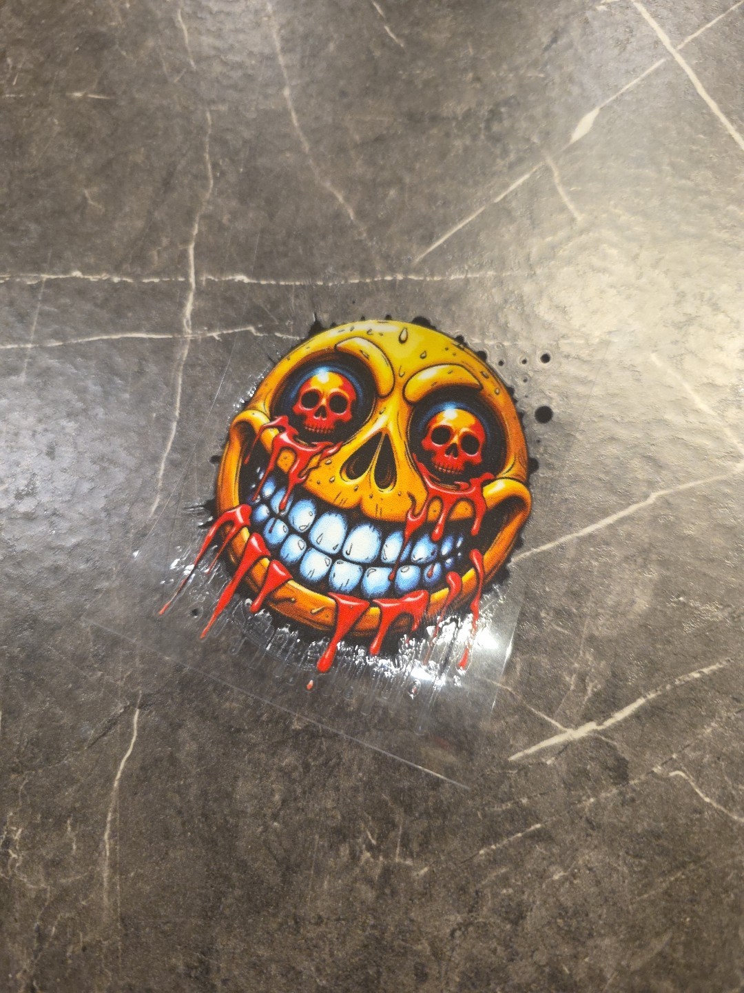 Evil Smile Skull Eyes Smiley Face UVDTF Raised Decal STICKER Waterproof Color
