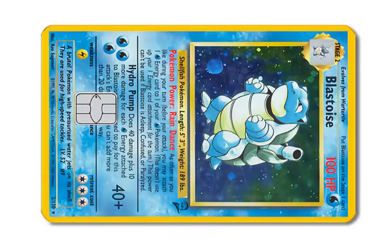Blastoise Credit/Debit Card Sticker Skin Cover Small Chip