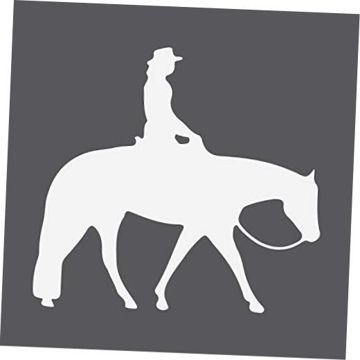 Woman Horse Back Riding Western Cowgirl Vinyl Decal Sticker Car 5.5 in White