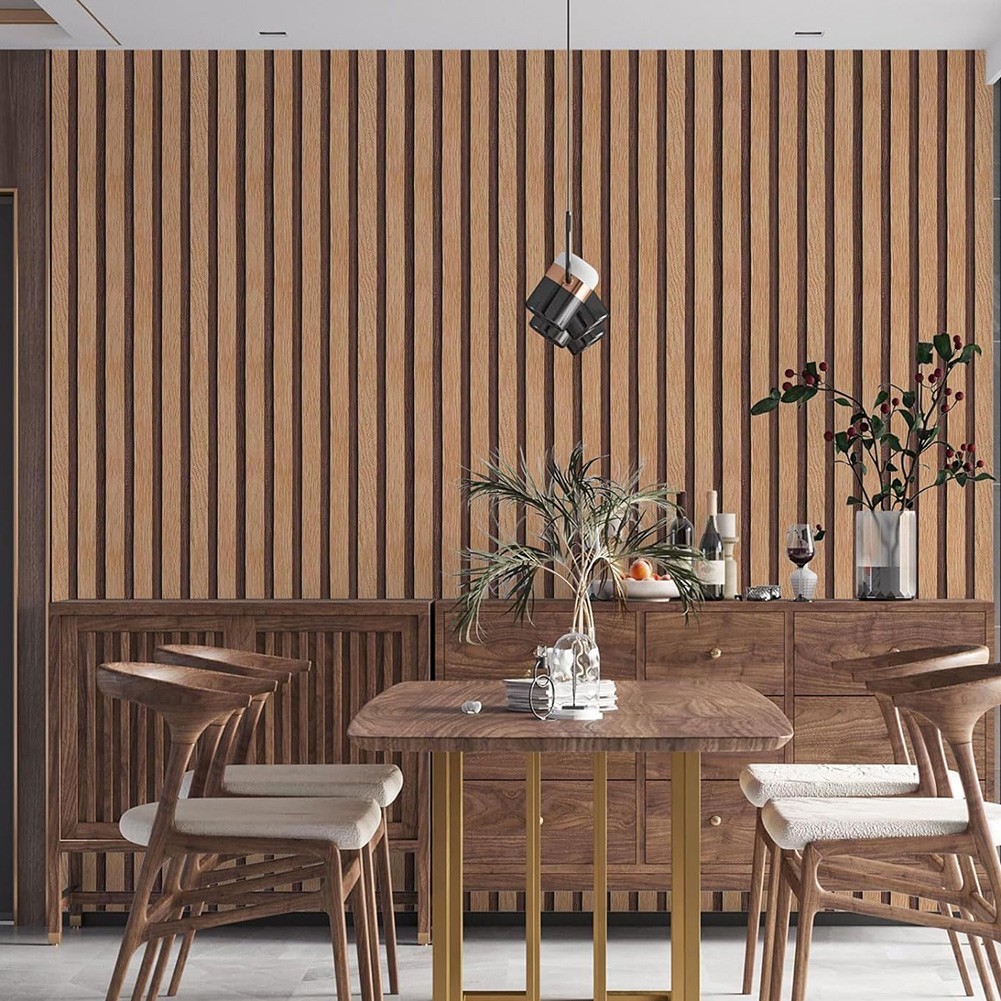Easy Application 3D Faux Wooden Slat Wall Sticker for Contemporary Homes