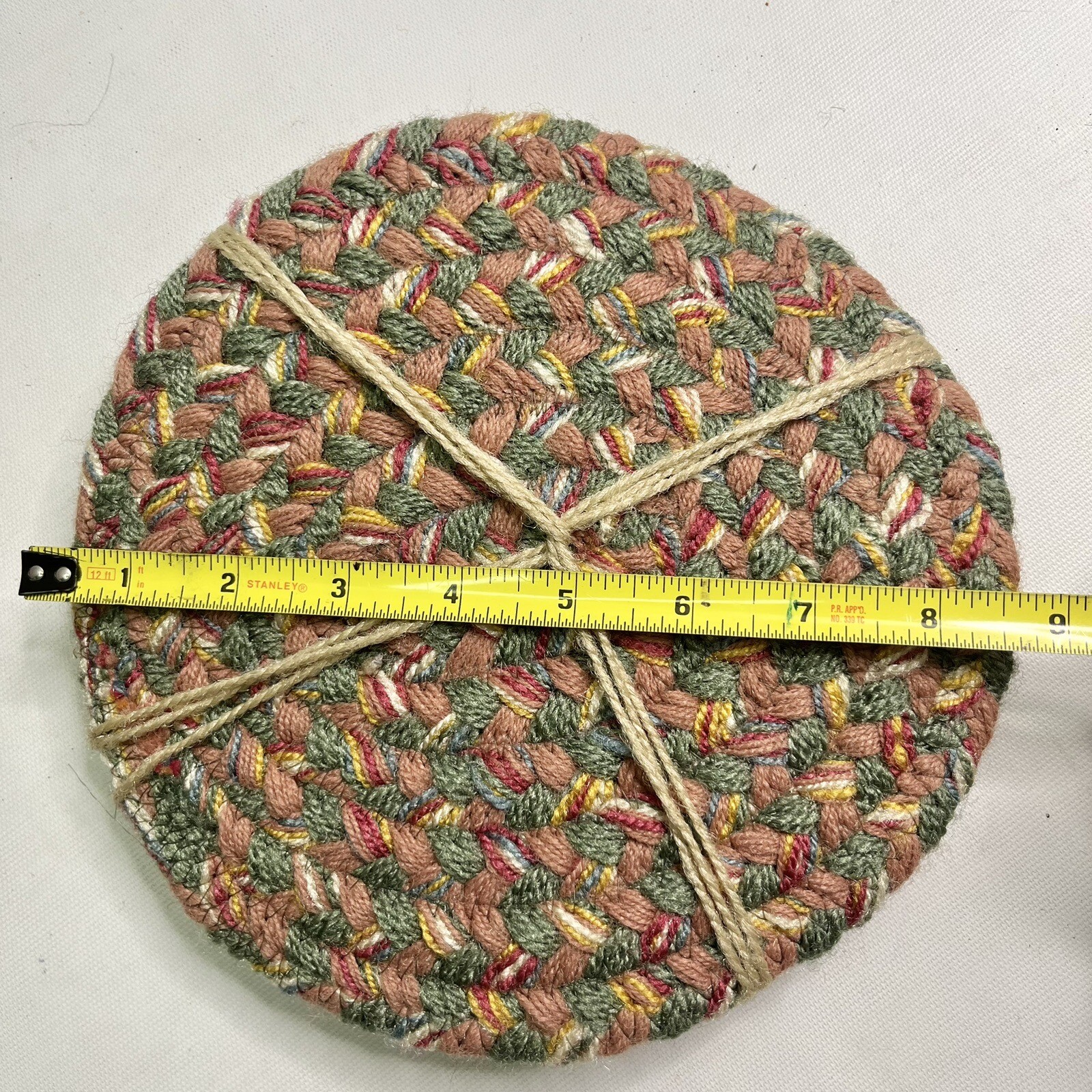 Braided Jute Coasters – Lot Of 3 Mixed Lot Heart Circle Shaped *NEW*
