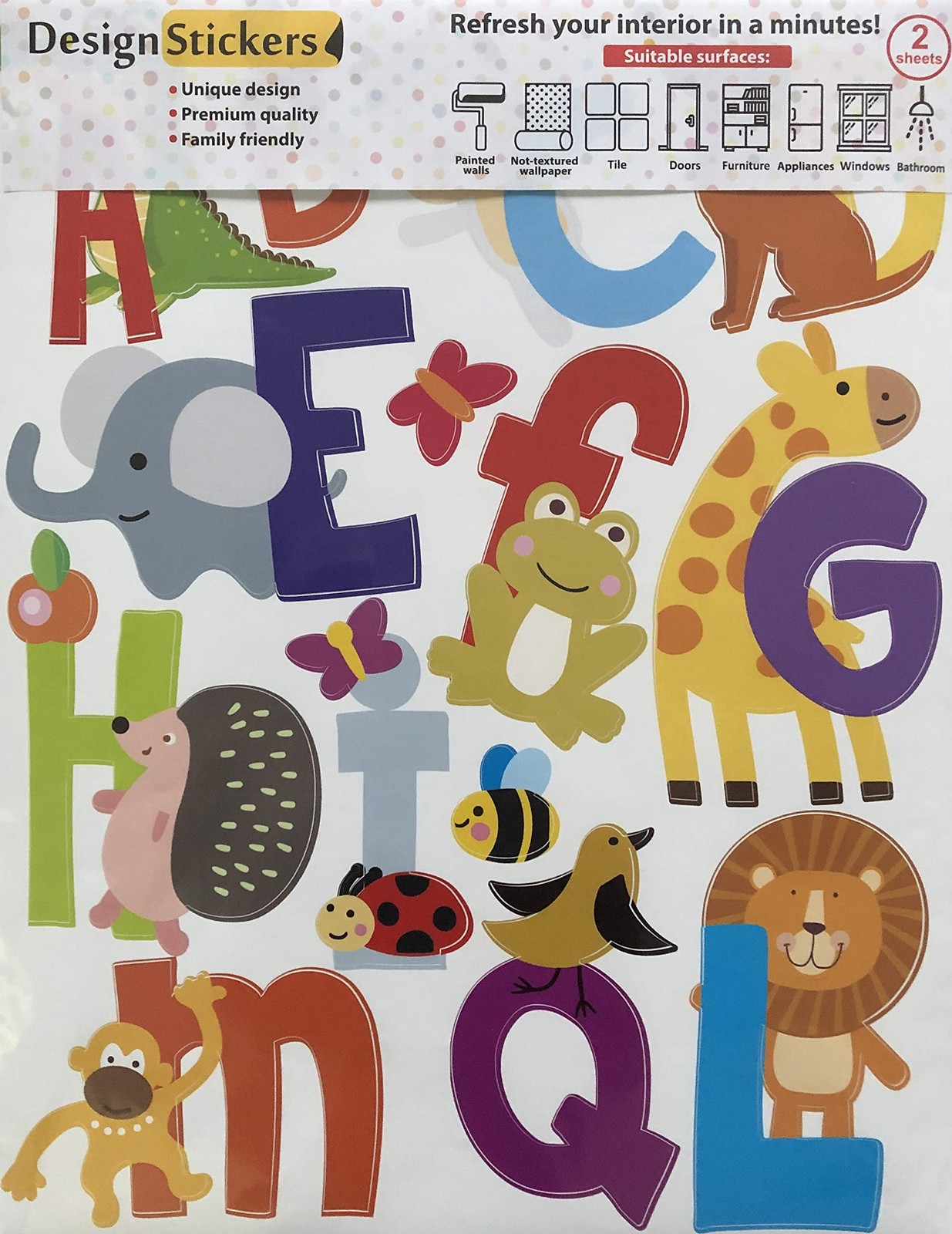 ABC Wall Decals – Alphabet Educational Animal Stickers – Classroom Decor – Pl…