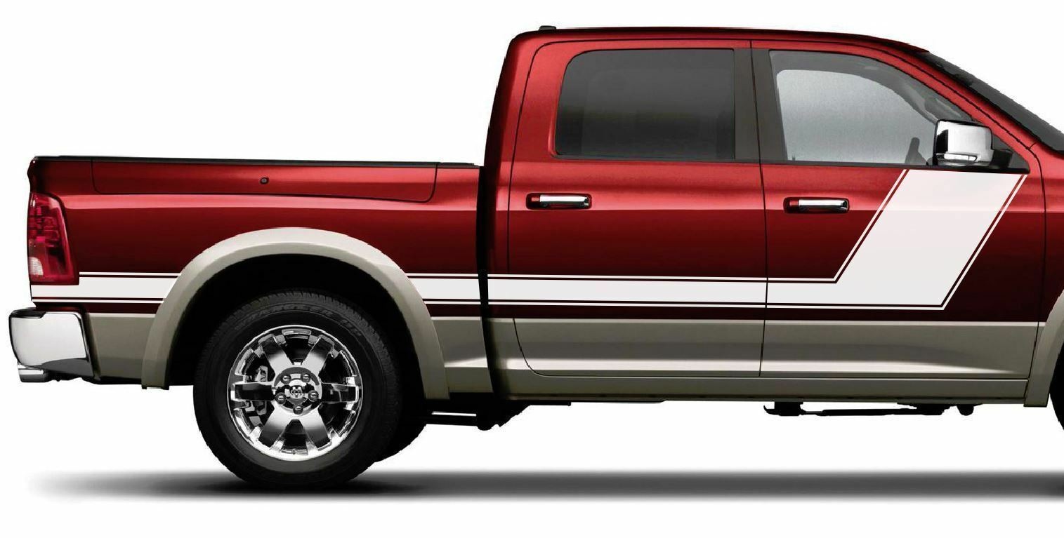 Angled Hockey Tailgate 3M Vinyl Sticker Graphic Decal Stripe 2017 Ram 1500 Quad
