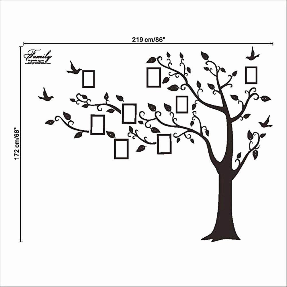 zhiyu&art decor Large Family Tree Wall Decal, DIY Black Photo Frame Wall Decor S