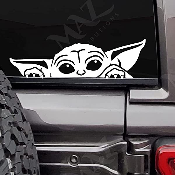 Baby Yoda Star Wars The Mandalorian baby on board White 6" vinyl sticker decal-