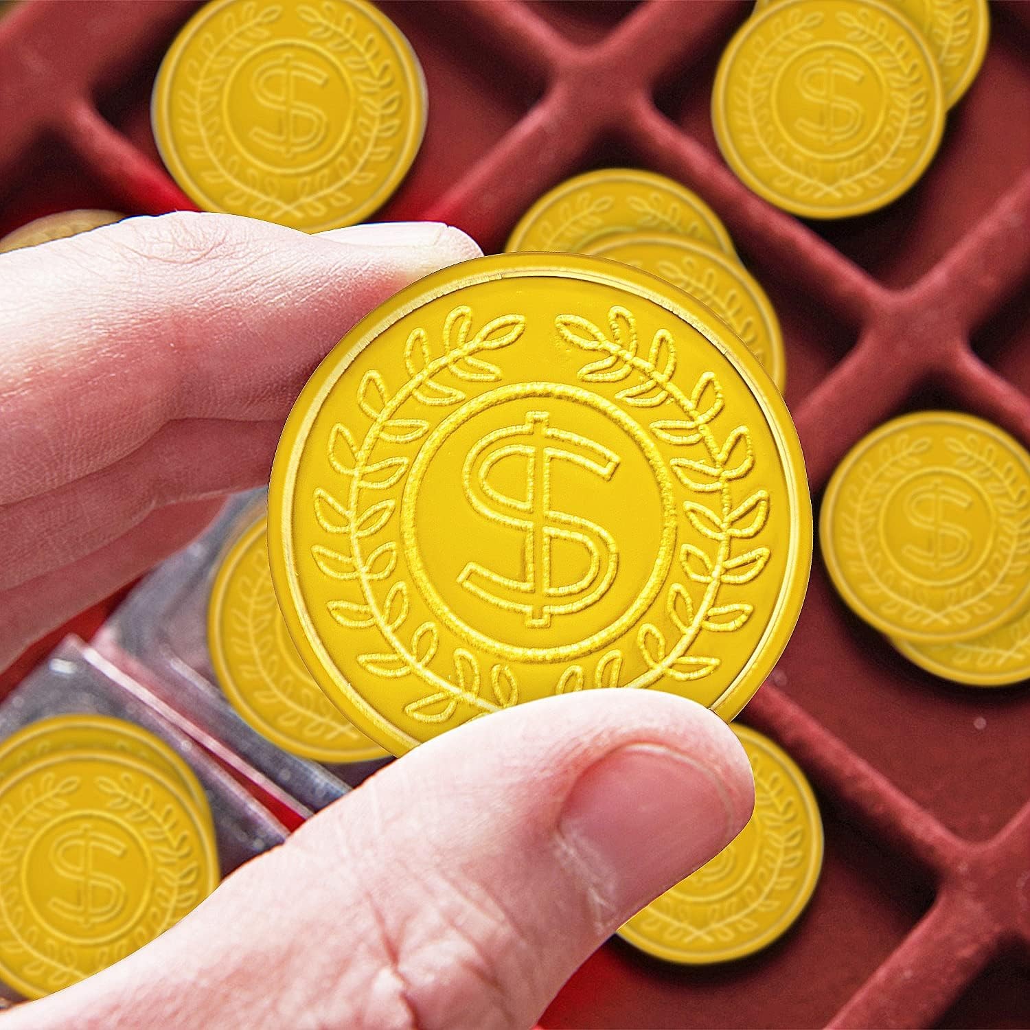 100 Count Plastic Gold Coins Set, Pirate Treasure Play for