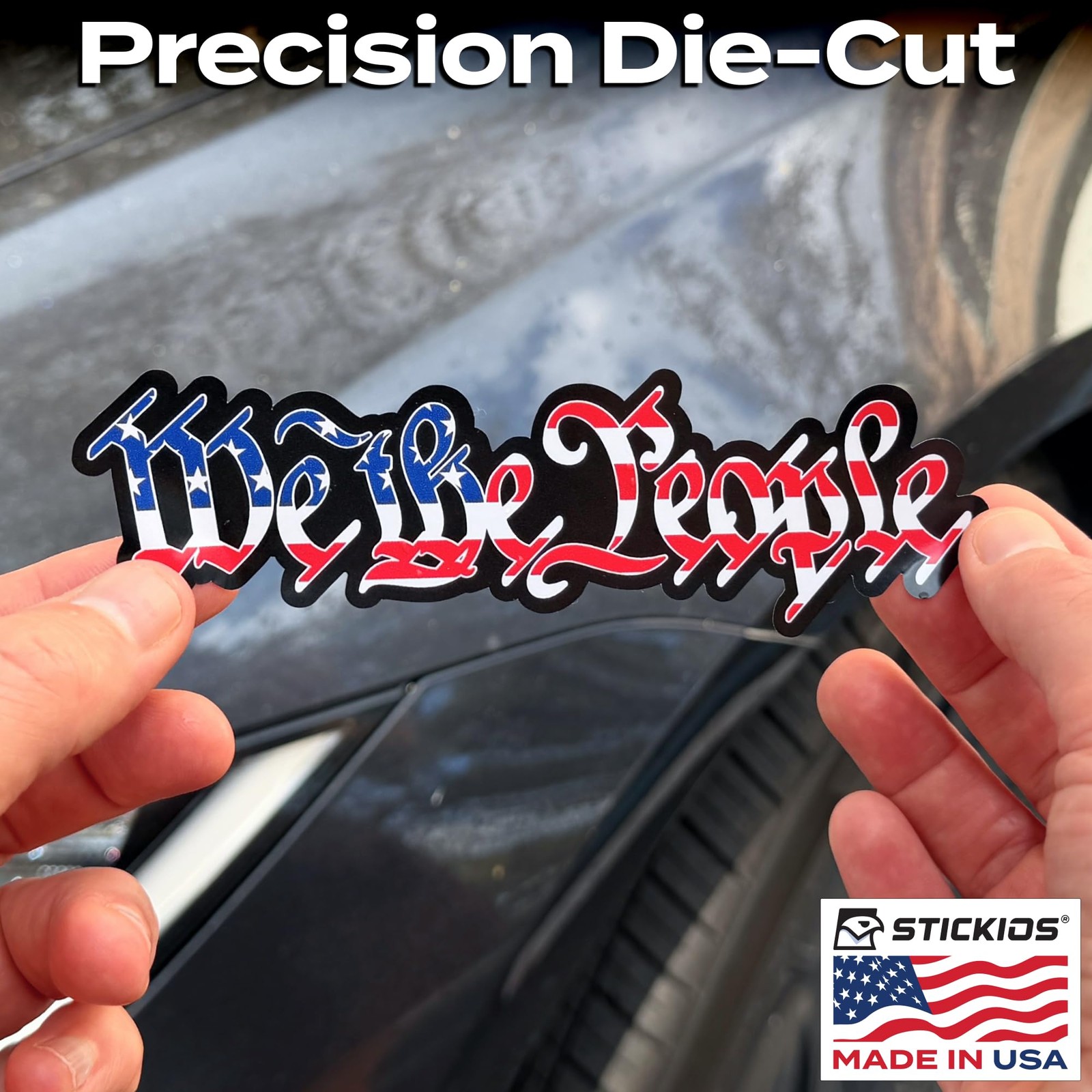 American Flag Car Stickers 2Pack Decals for Windows Made in USA