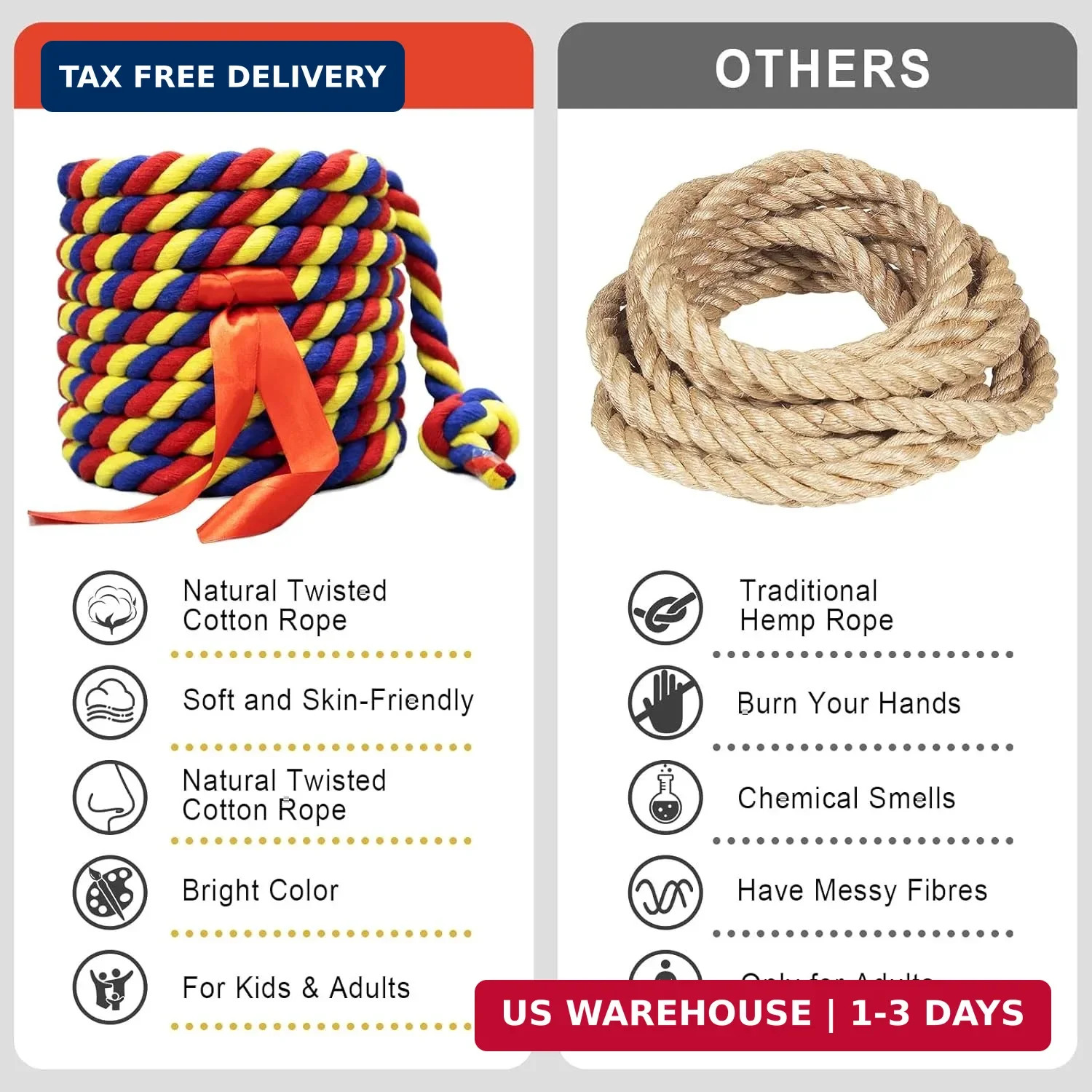 Tug of War Rope for Kids and Adults,20/40/60FT Tug a War Rope for Outdoor Games