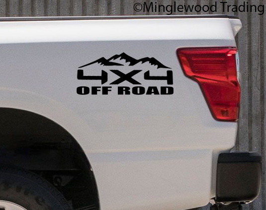 pair 4X4 OFF ROAD Vinyl Stickers -V2- 4 by 4 Truck 4 x 4 4WD – Die Cut Decals