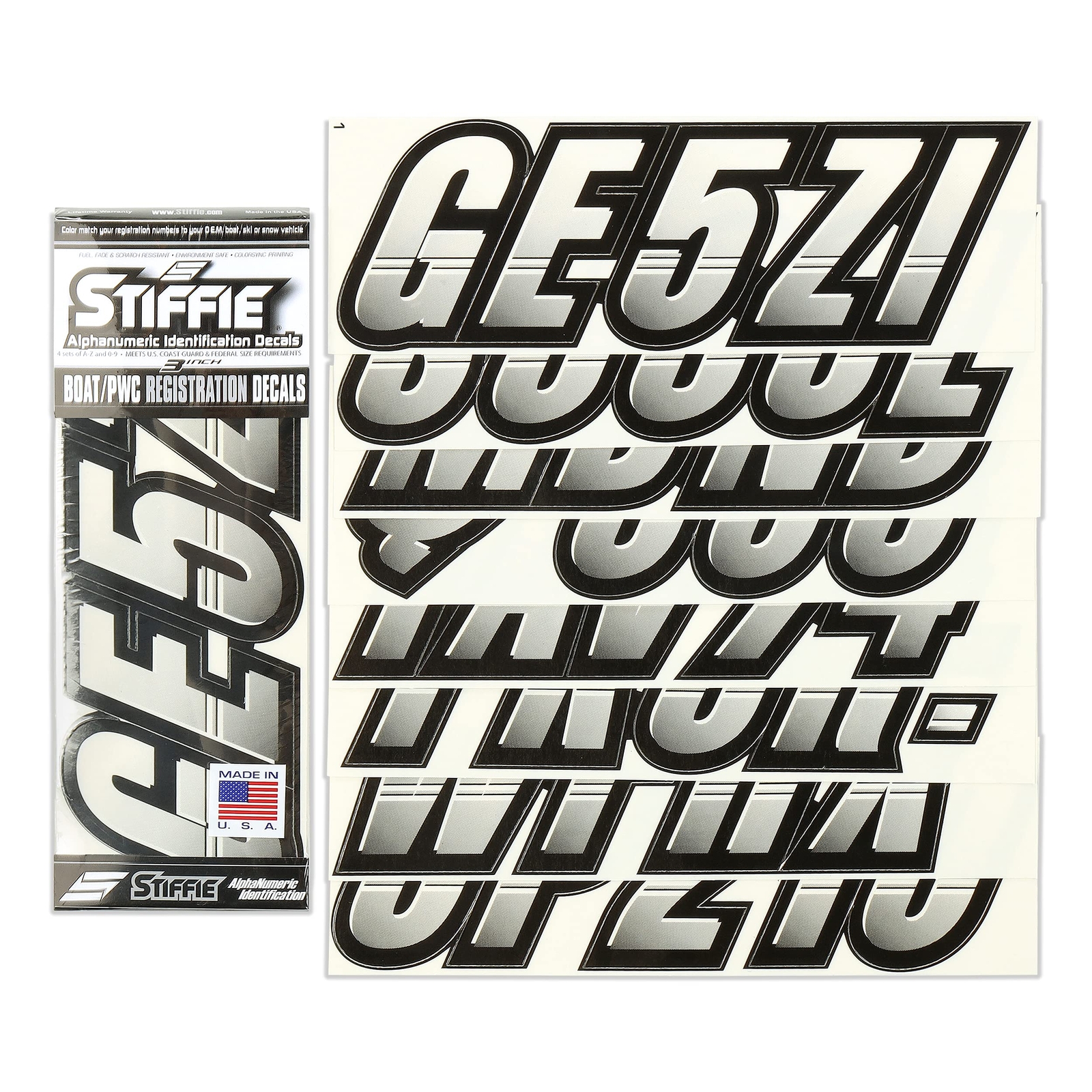 Techtron Transparent/black 3" Dot Decal Kit Registration Numbers Vinyl Lettering
