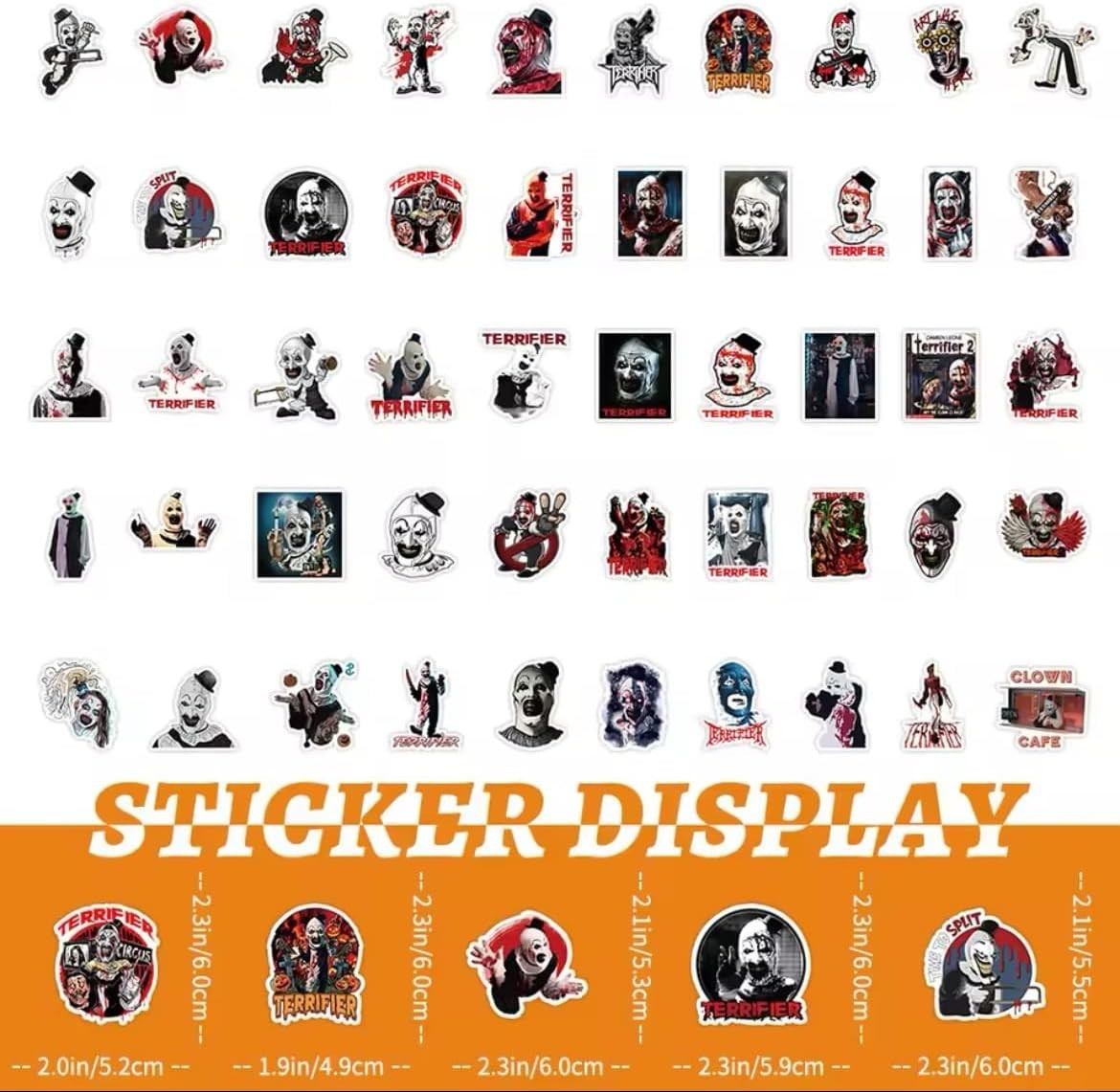 Art The Clown Terrifier 50 Sticker Lot Stickers Halloween Horror Creepy Scary !!