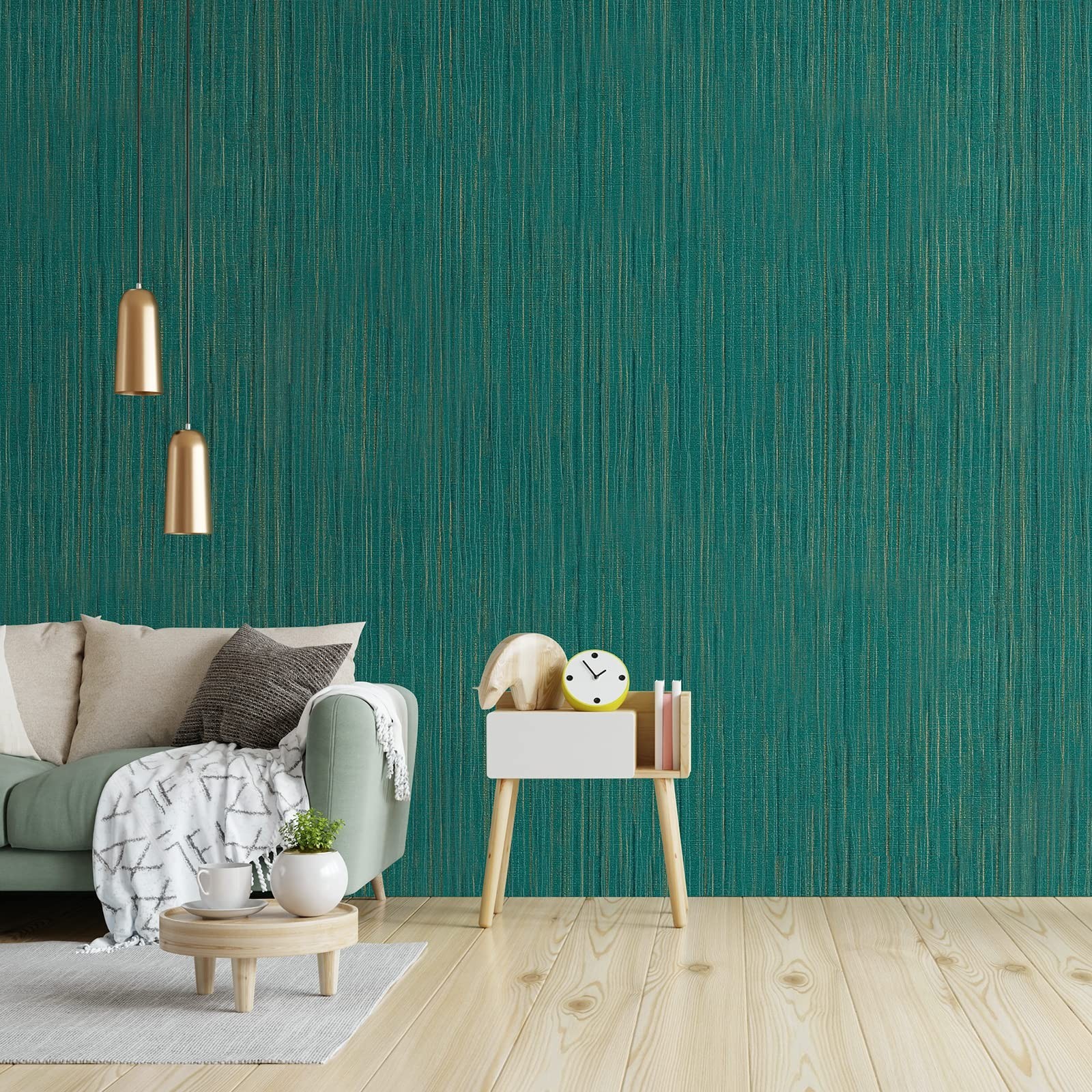 Grasscloth Peel and Stick Wallpaper Green Grass Cloth Fabric Wall Paper Textu…
