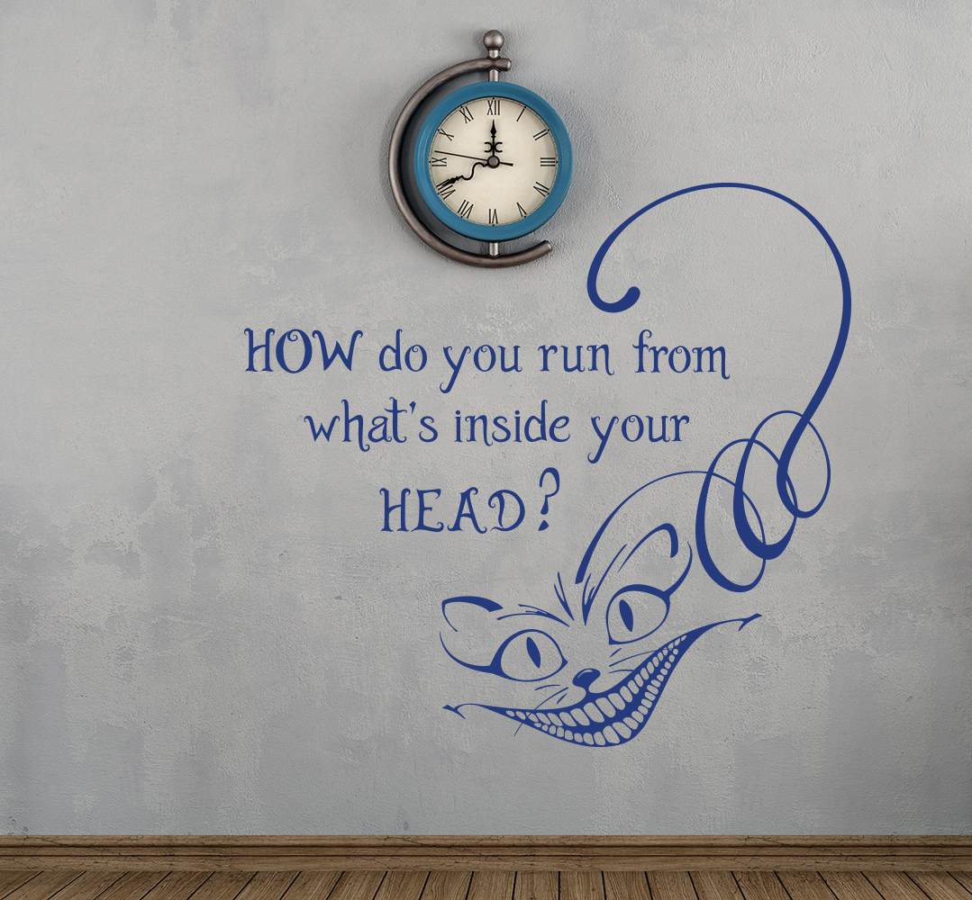 Alice in Wonderland Wall Decal Cheshire Cat Quote Vinyl Stickers Home Decor FD94