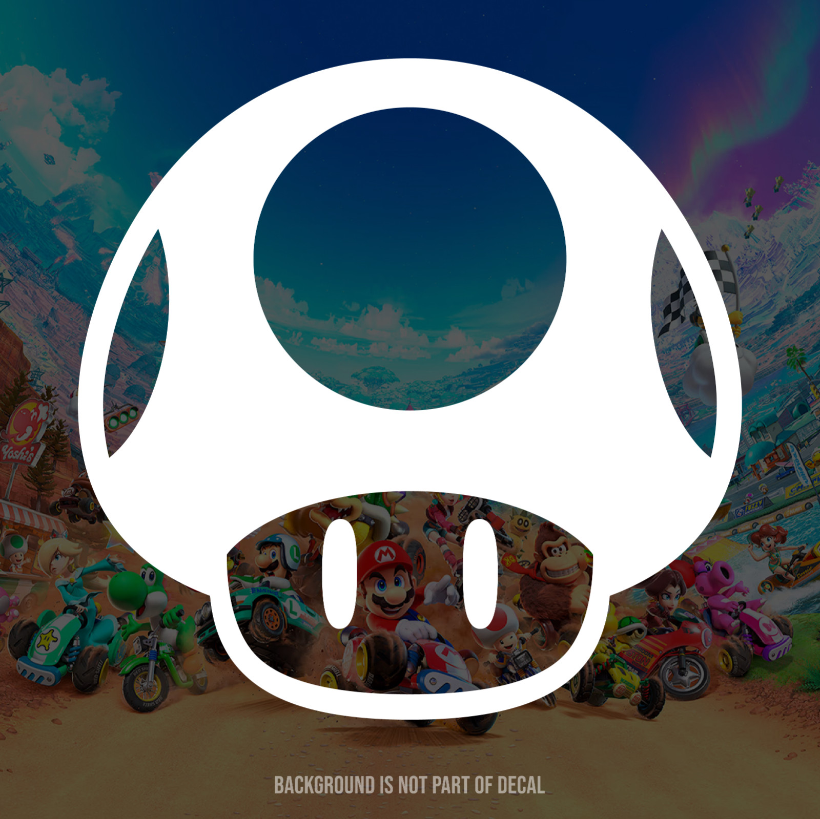 Mario Kart World Mushroom Vinyl Decal Sticker