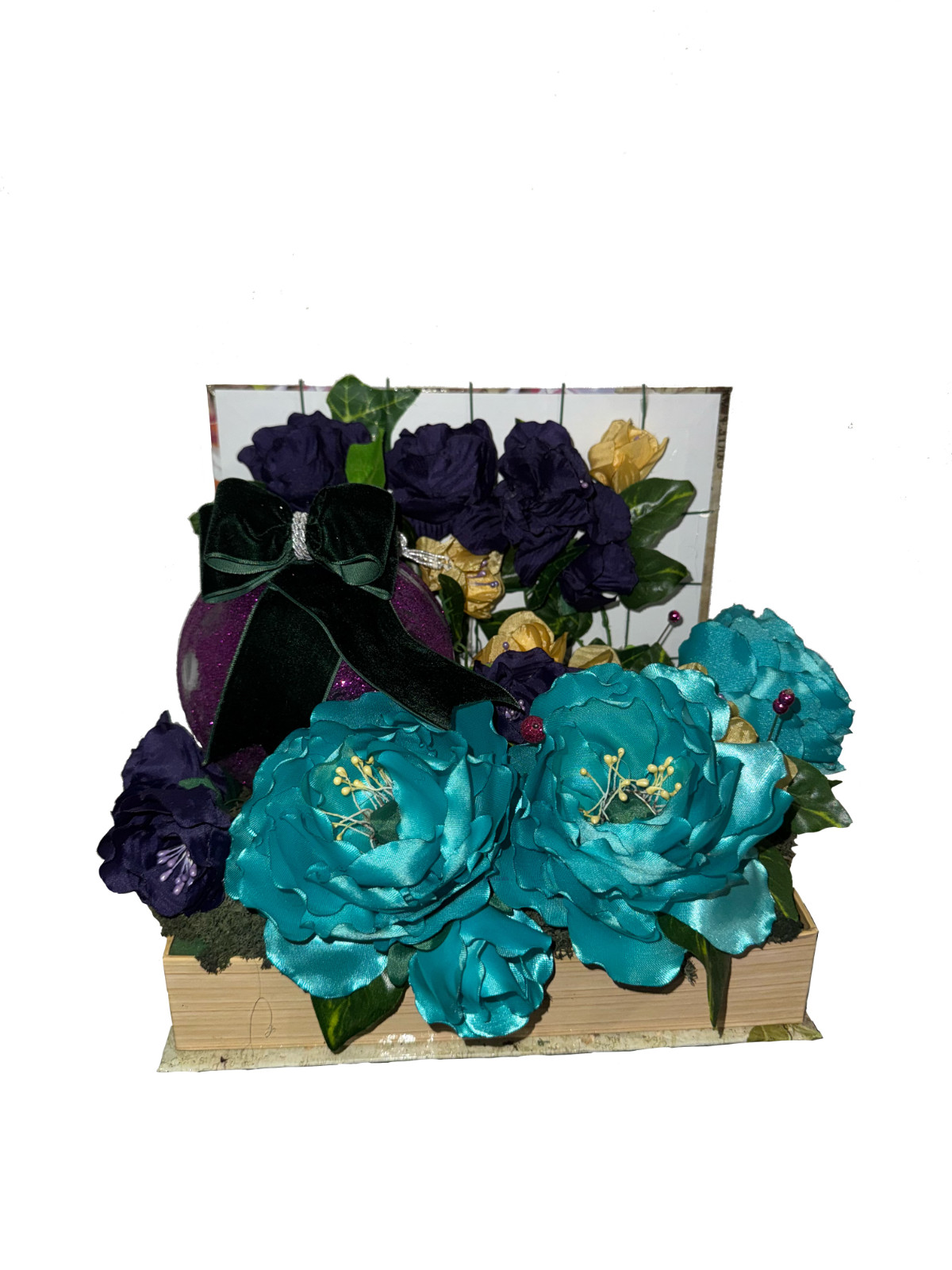 Book decoration with silk flowers