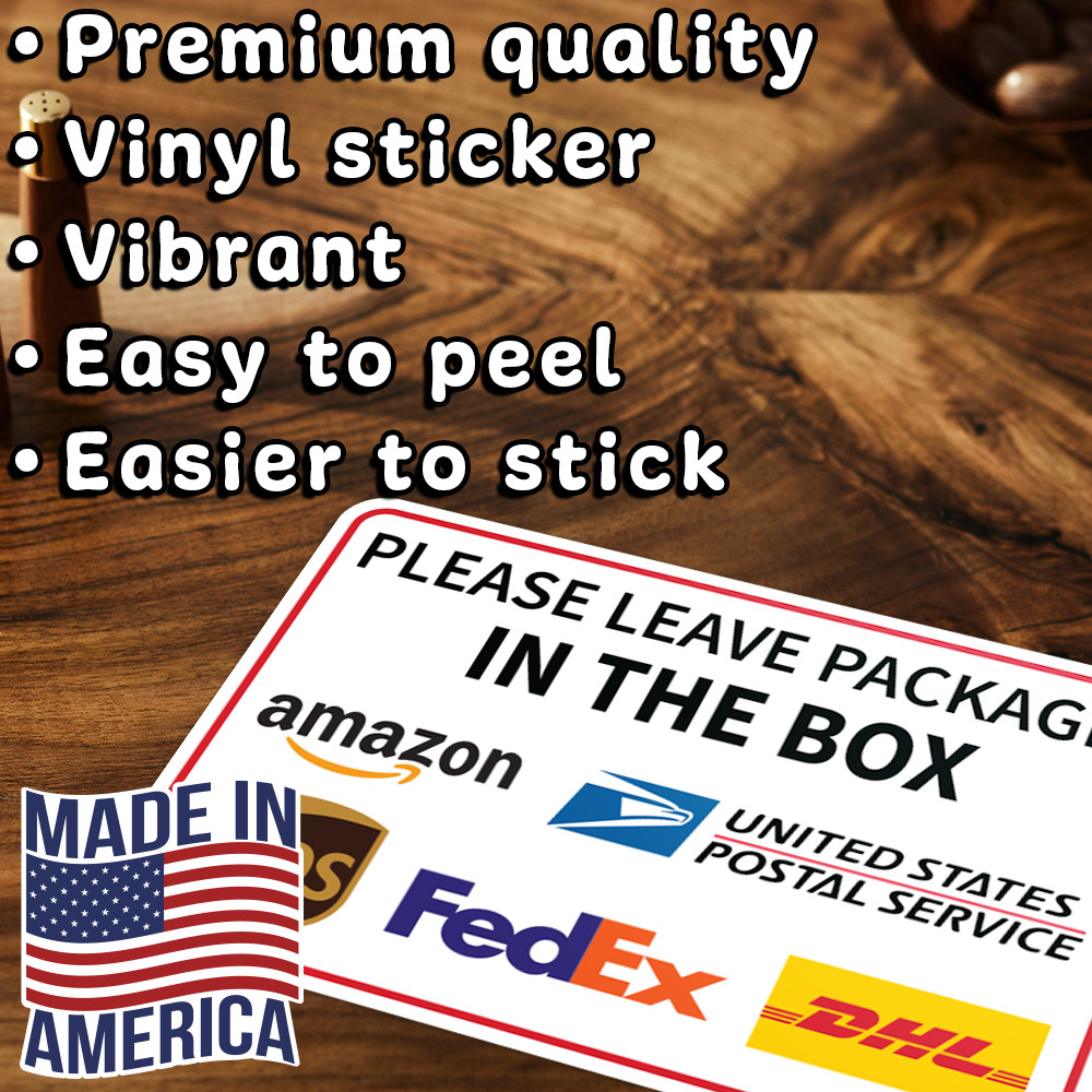 2-Pack Please Leave Packages In The Box Delivery Sign Sticker Vinyl Decal