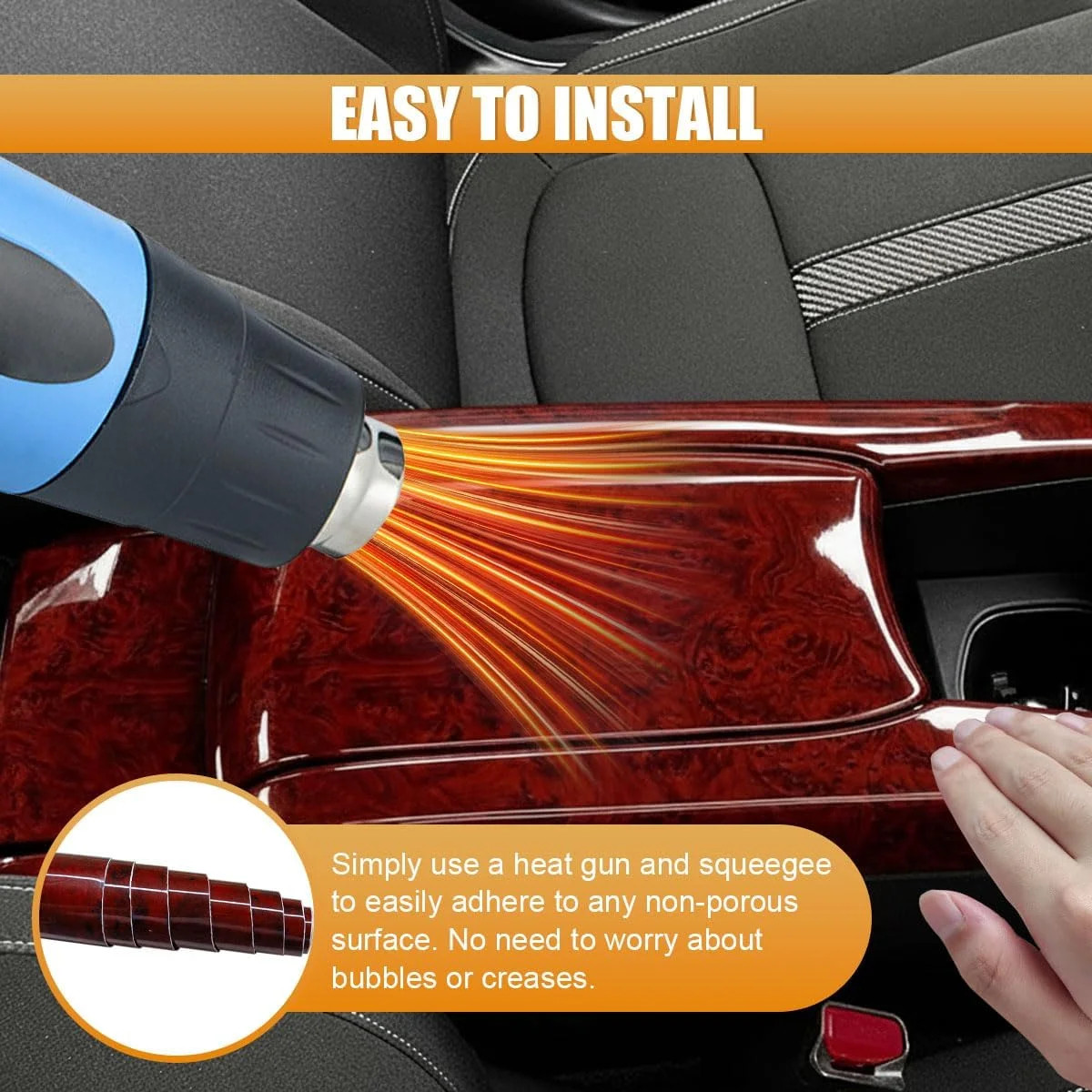Car Interior Wood Grain Textured Glossy Vinyl Wrap Sticker DIY Decal Sheet Film