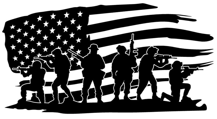 Battle Flag Silhouette Vinyl Decal Patriotic Sticker Truck Cooler Gun Safe Windo