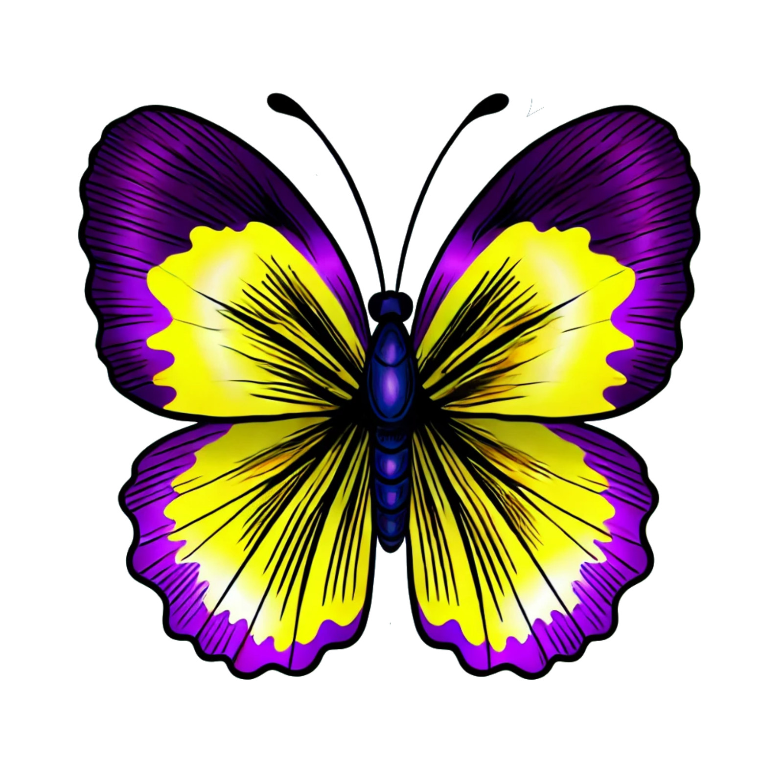 Pansy Butterfly Sticker Purple Yellow Floral Butterfly Vinyl Decal Art