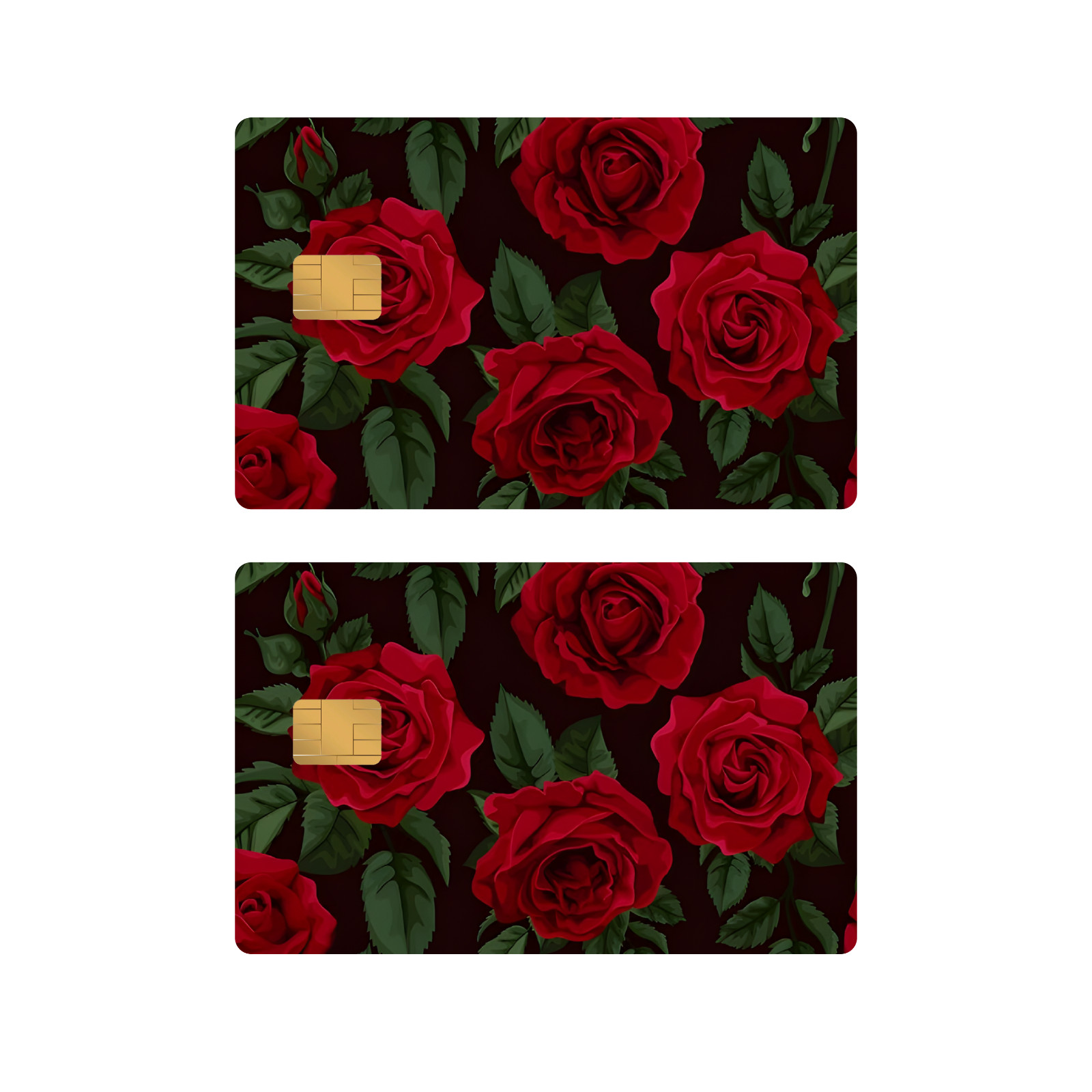 2-Pack Red Roses Floral Credit Card Skin | Romantic Flower Debit Card Decal Wrap